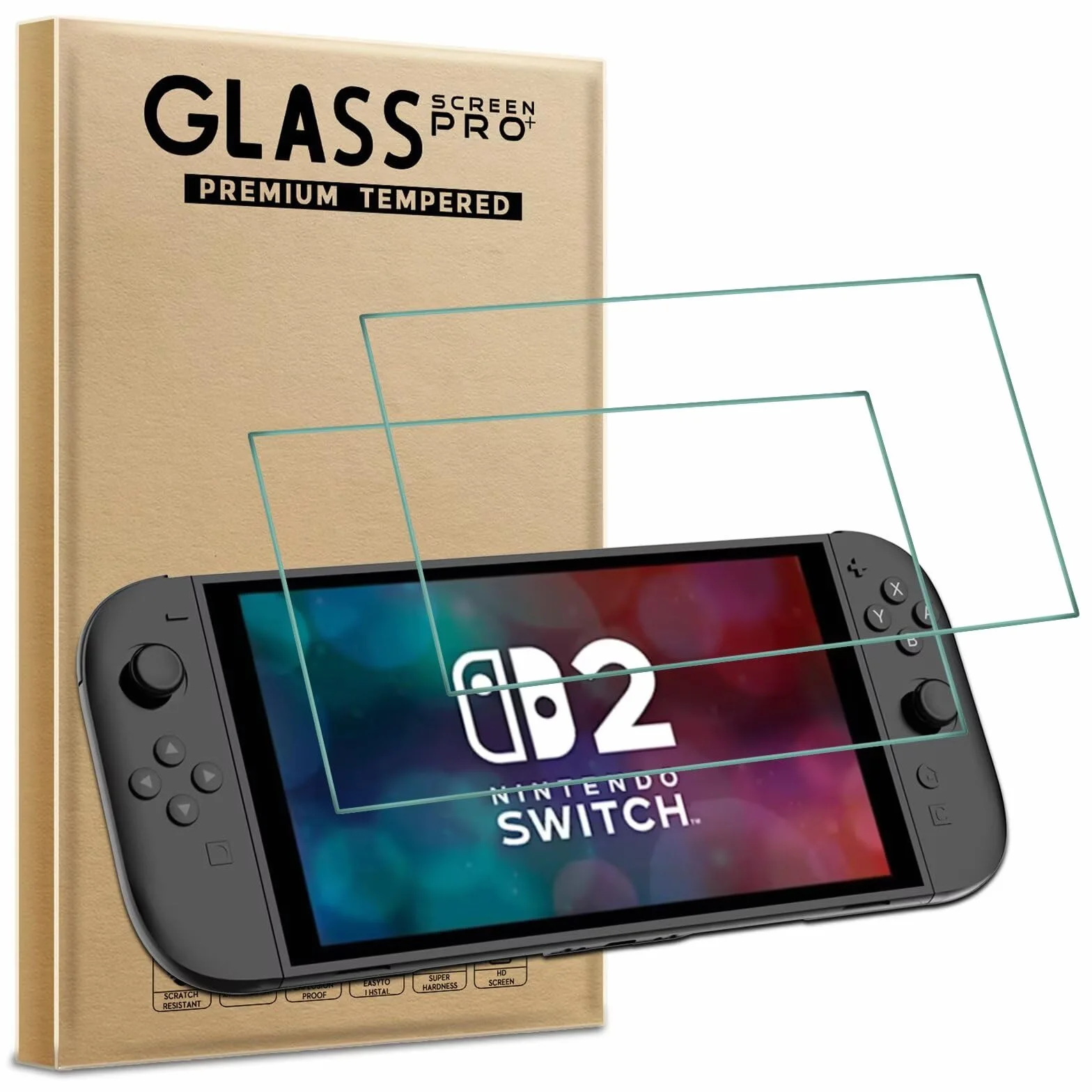 AOKUMA 2 sztuki folii ze szkła hartowanego do NS Ninten Switch 2 folia ochronna, twardość 9H, odporna na wstrząsy, odporna na zadrapania i odciski palców