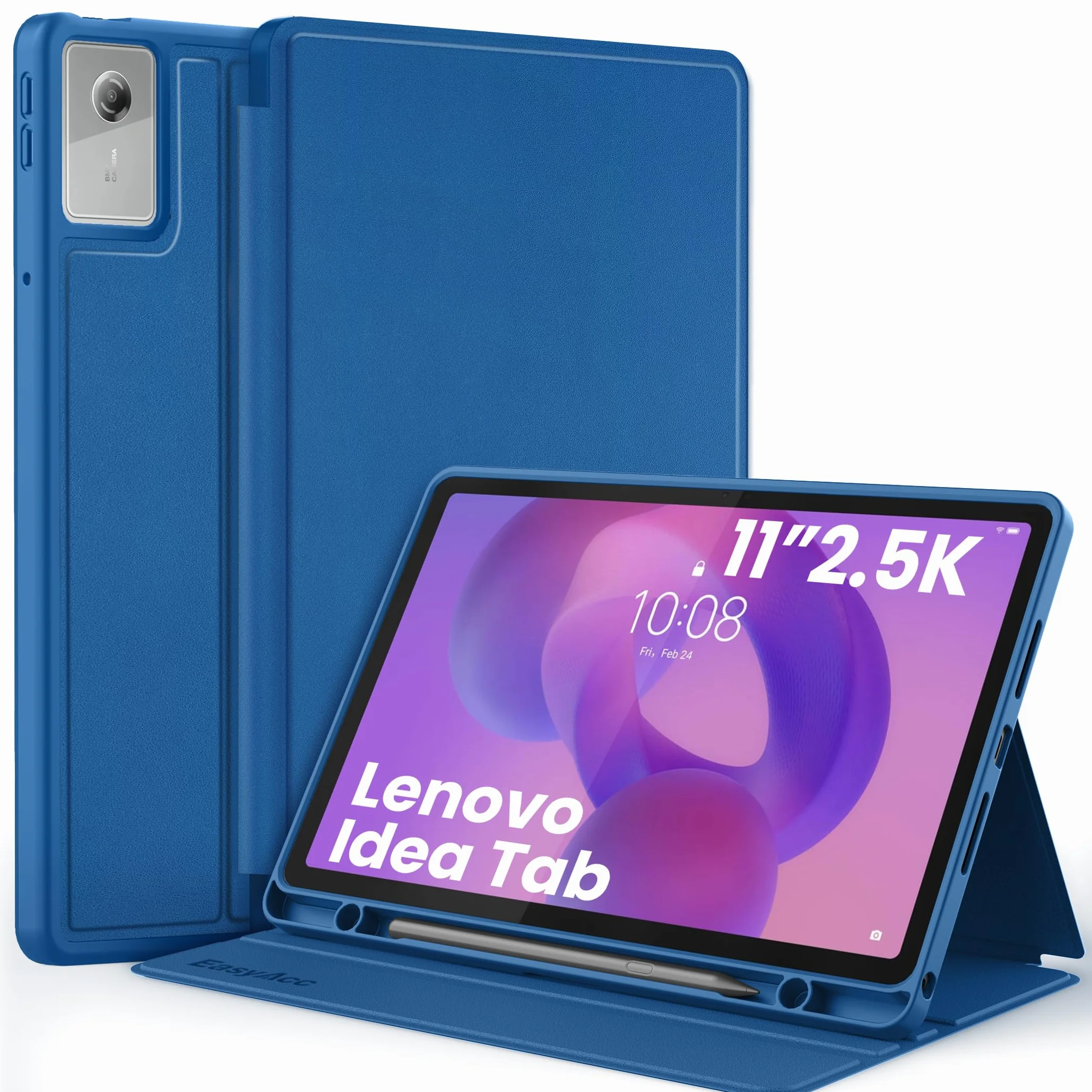 EasyAcc Etui do tabletu Lenovo Idea Tab 11 cali 2025 z uchwytem na długopis TB-336ZU TB-336FU, cienkie folio stojak etui ochronne na tablet, oglądanie pod wieloma kątami, morski błękit