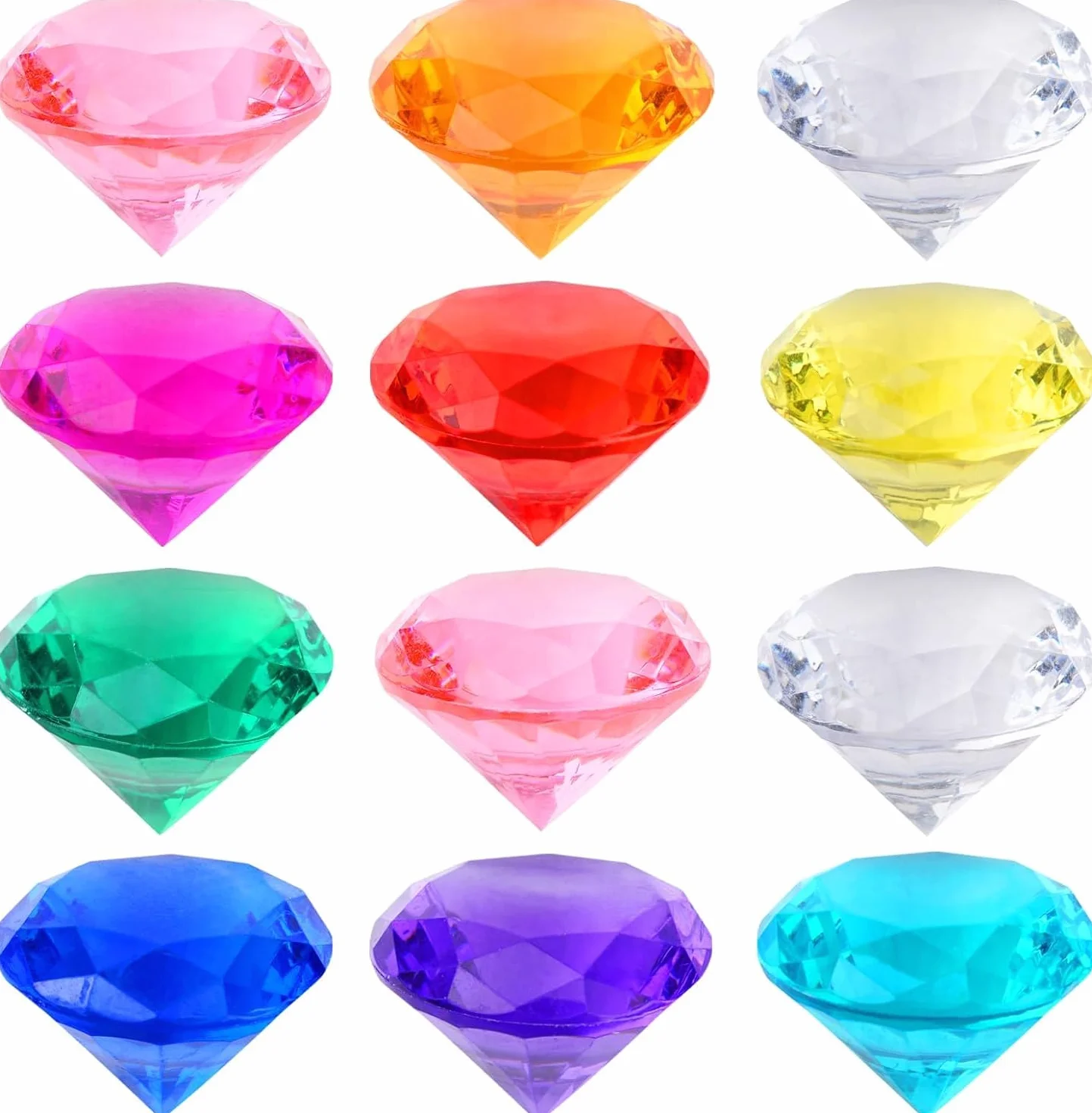 Realjoy 12 sztuk duże akrylowe diamenty 40 mm przezroczyste kryształy dekoracyjne do wazonów