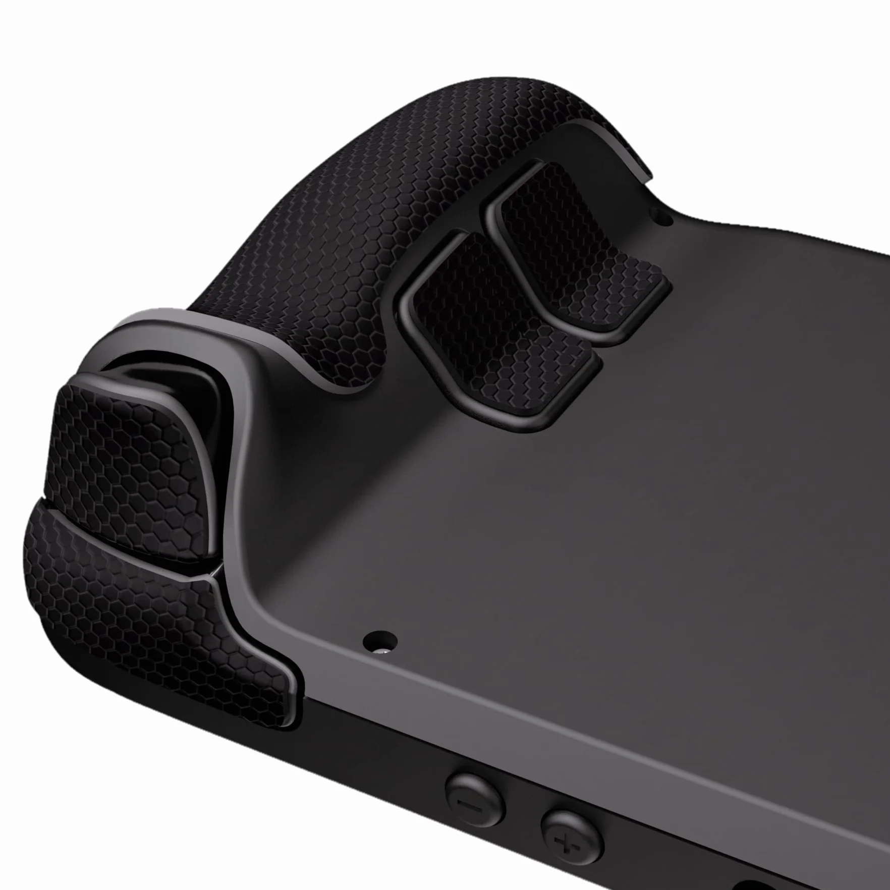 PlayVital Miękkie Gumowe Podkładki Pod Rękojeści do Steam Deck LCD,Naklejki Ochronne na Gładziki Skin Grip Enhancement Back Button do Steam Deck OLED z Nakładkami na Kciuki-Czarny(Honeycomb Textured)