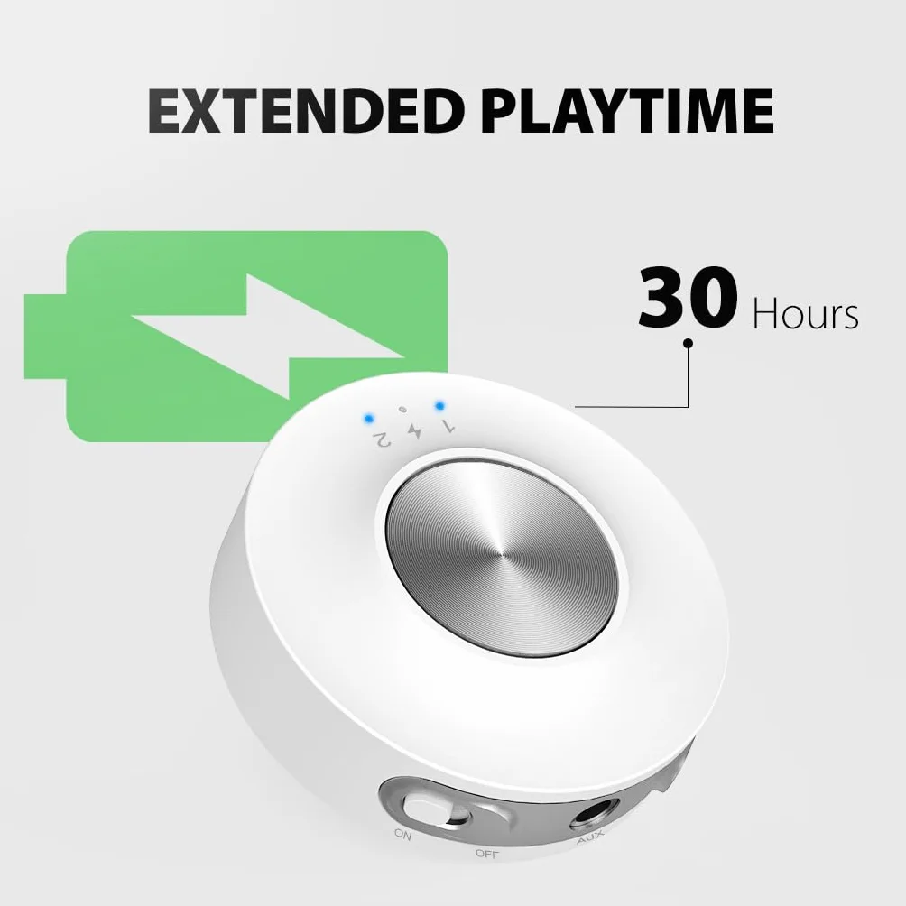 Avantree SoundJet R2 adapter Bluetooth 5.3 do samolotu i komputera, obsługa słuchawek Airpods (Pro) i Bluetooth, aptX Adaptacyjne i niskie opóźnienia, bezprzewodowy nadajnik audio do lotu