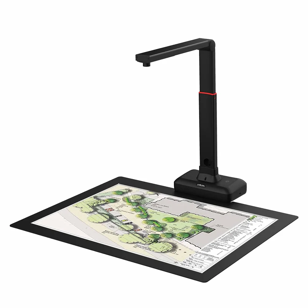 VIISAN S21 A2 Skaner napowietrzny, 23 MP i 600 dpi, automatyczna korekta strony, OCR w ponad 130 językach, światło LED, idealny do archiwizacji, szkoły i biura