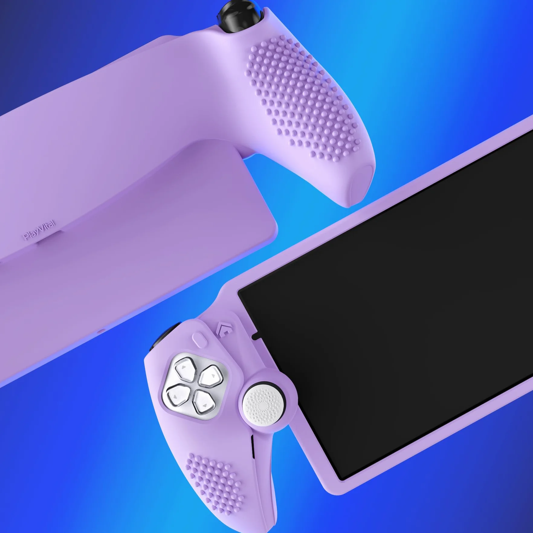 PlayVital Silikonowe Etui Ochronne do PS Portal z Thumbstick Grip Cover,Pokrowiec Console do PS Portal Akcesoria-Fioletowy