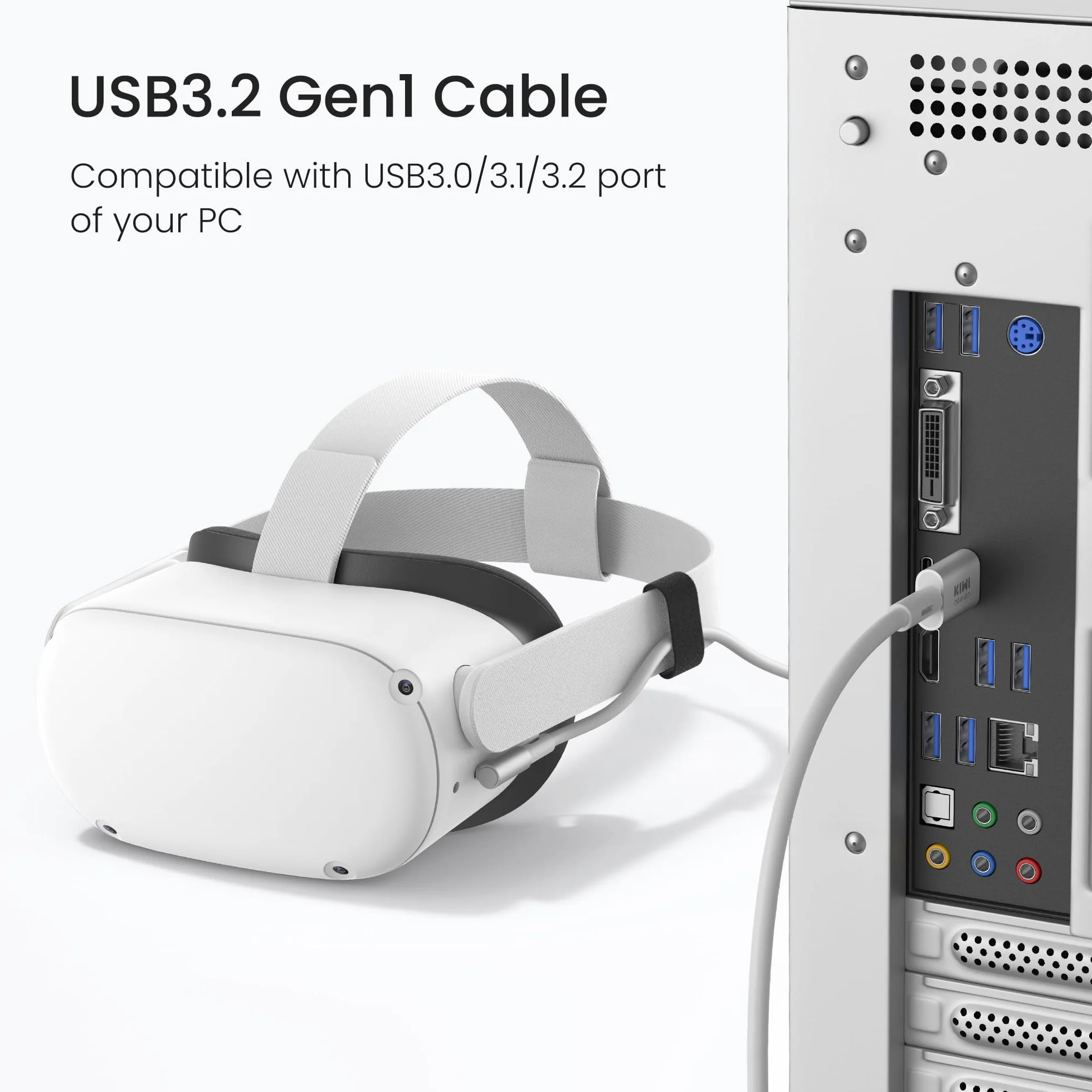 KIWI design Kabel łączący 6 m, kompatybilny z akcesoriami Oculus/Meta Quest 3S i Quest 3/2/Pro/Pico 4, kabel USB 3.0, z super prędkością 5 Gb/s