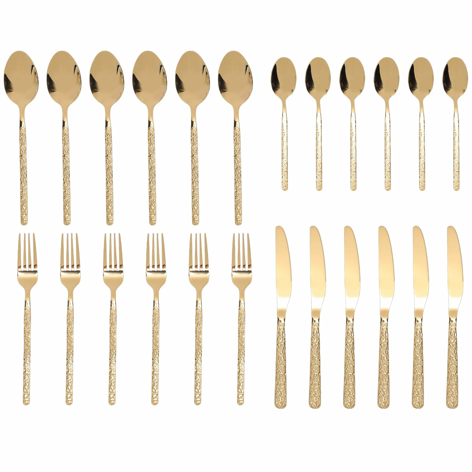 Sxhlseller Zestaw Sztućców ze Stali Nierdzewnej Elegancki Zestaw Sztućców dla 6 Osób Można myć w Zmywarce na Przyjęcie Weselne w Restauracji (Kamień Wzór Złoto)