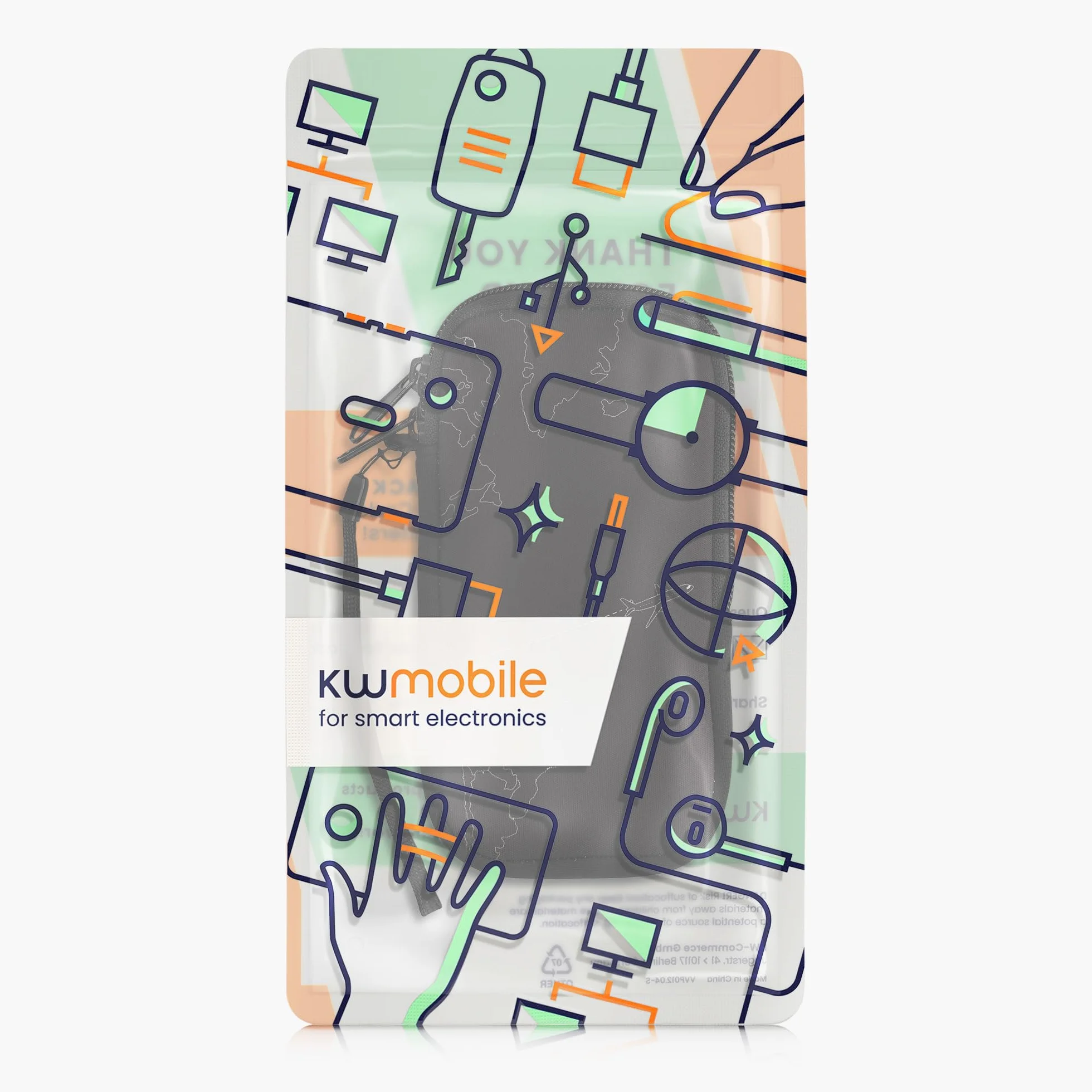 kwmobile Pokrowiec na telefon komórkowy do smartfonów XL - 6,7/6,8" - neoprenowy pokrowiec na telefon komórkowy pokrowiec ochronny - samolot podróżny biało-czarny - wymiary wewnętrzne 17,2 x 8,4 cm