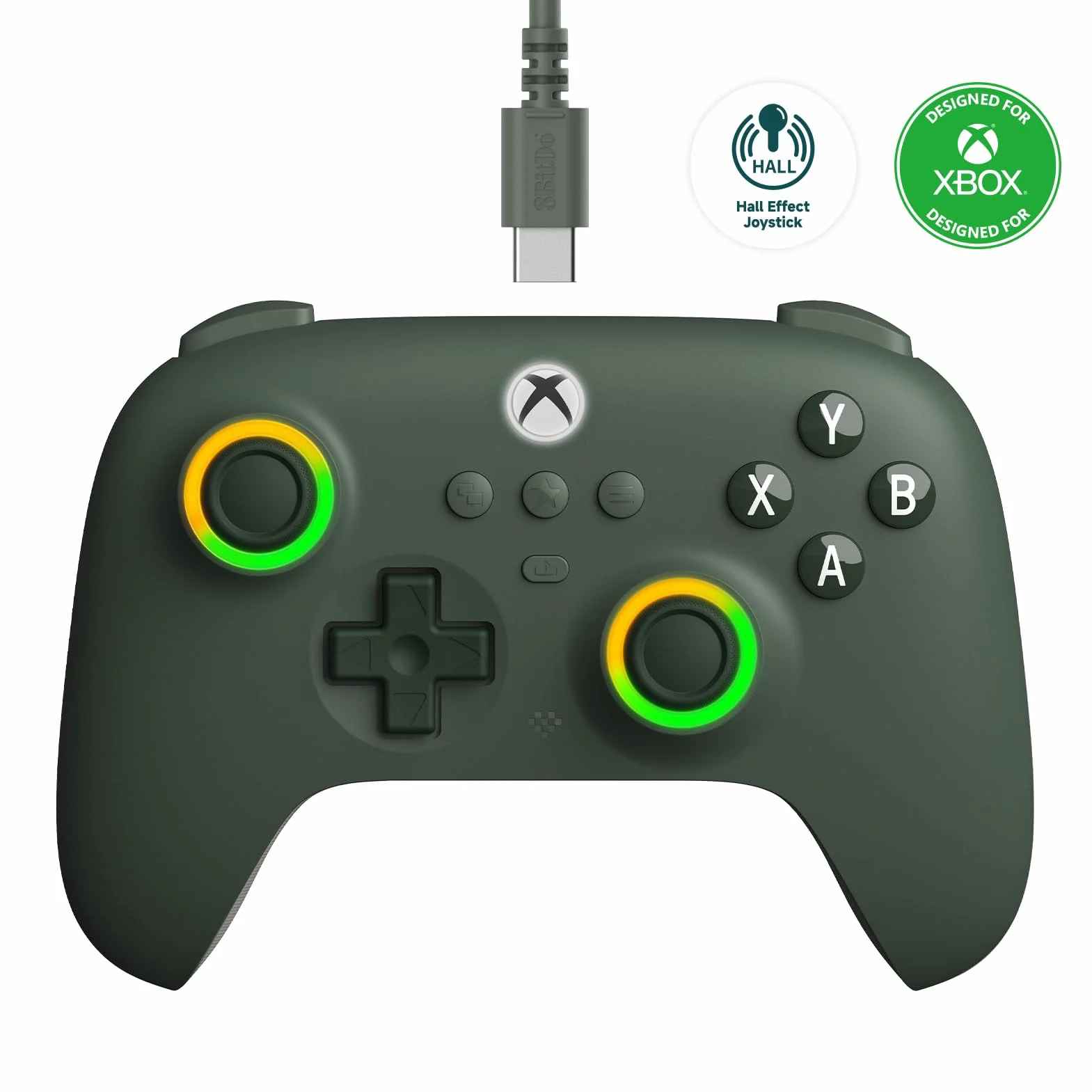 8Bitdo Ultimate Przewodowy kontroler C do Xbox z joystickami Halla, RGB, Xbox Series X|S, Xbox One, Windows 10/11