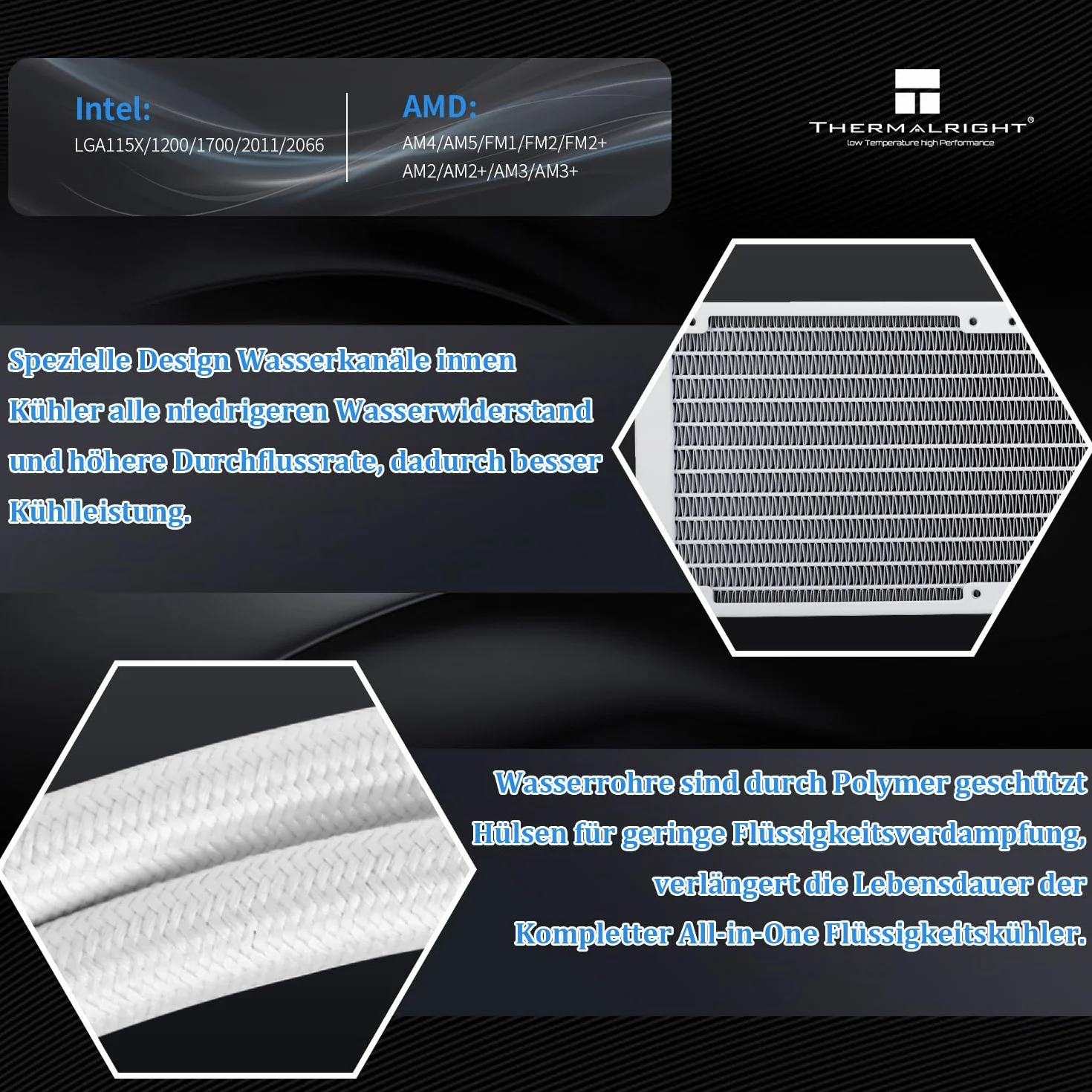 Thermalright Aqua Elite 240 ARGB CPU chłodnica wodna, z podwójnym wentylatorem PWM ARGB, prędkość 1550 RPM, do AMD/AM4/AM5& Intel LGA1150/1151/1155/1156/1200/2011/1700