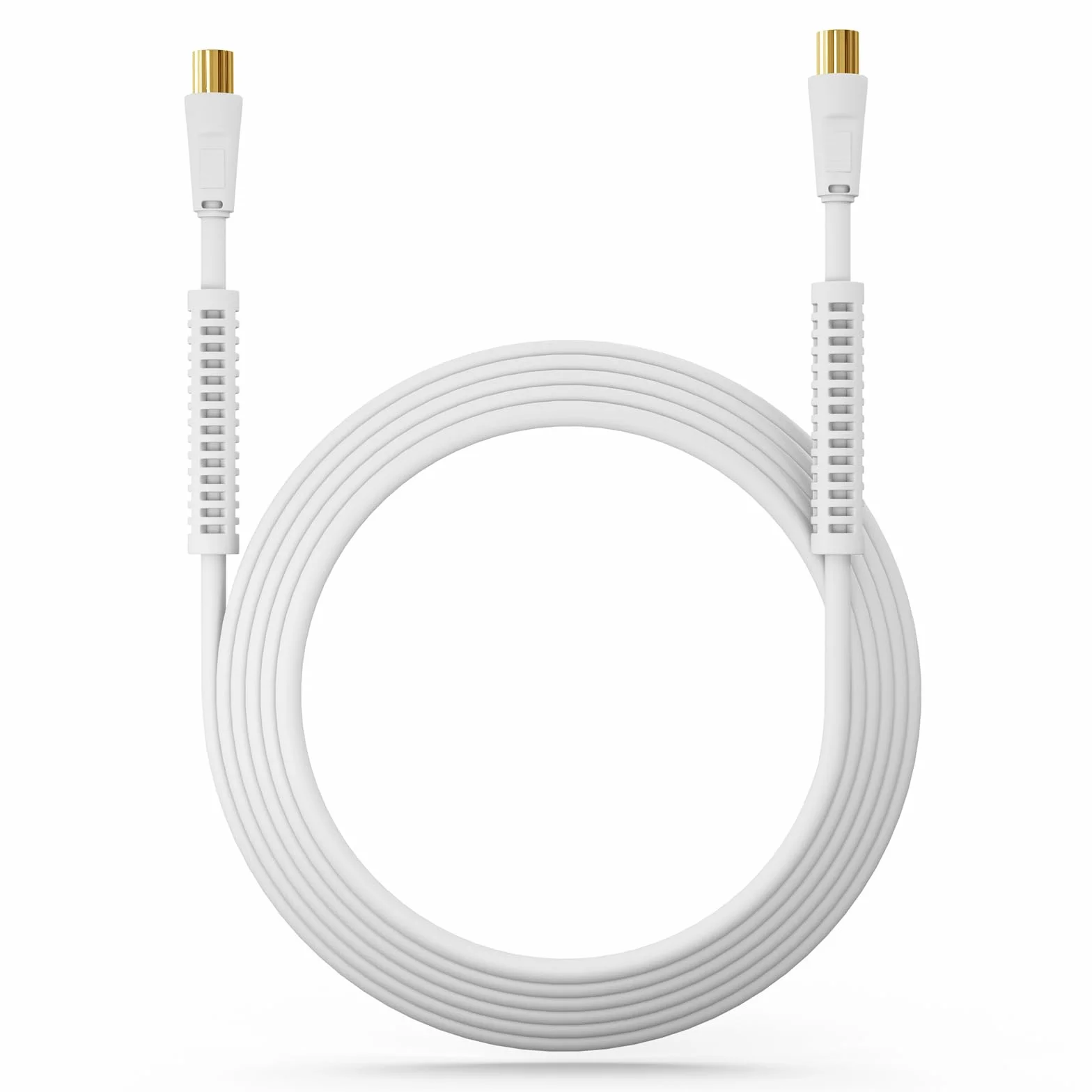 HB-Digital Kabel antenowy HDTV 1 m, kabel koncentryczny do żeńskiego pozłacanego kabla koncentrycznego, z filtrem prądu osłonowego z 2 rdzeniami ferrytowymi, biały
