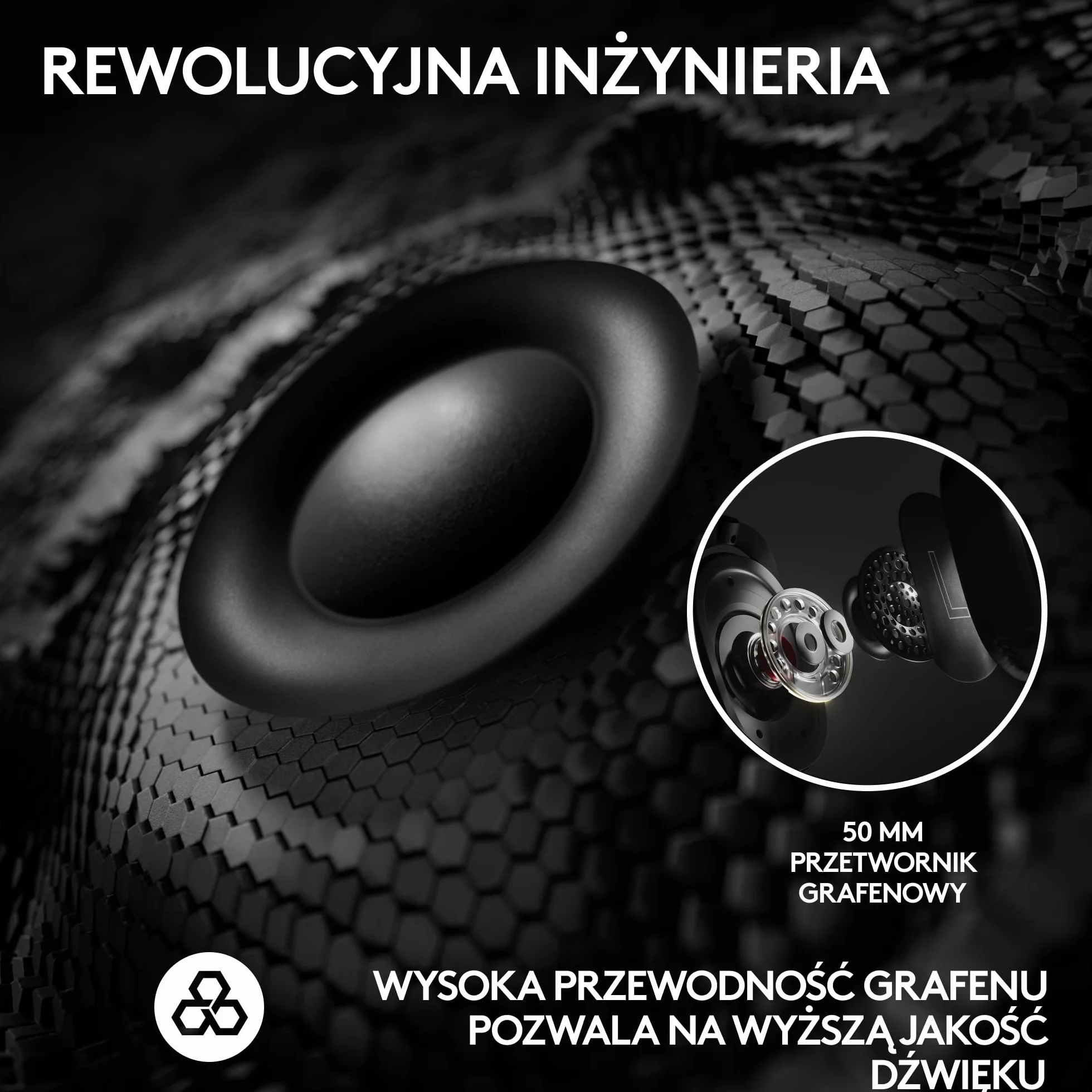Logitech G PRO X 2 LIGHTSPEED, bezprzewodowe słuchawki, odłączane ramię mikrofonu, grafenowe 50 mm, DTS:X 2.0–7.1 Surround, Bluetooth/USB/Aux 3,5 mm, PC, PS5, PS4, Nintendo Switch - Czarny