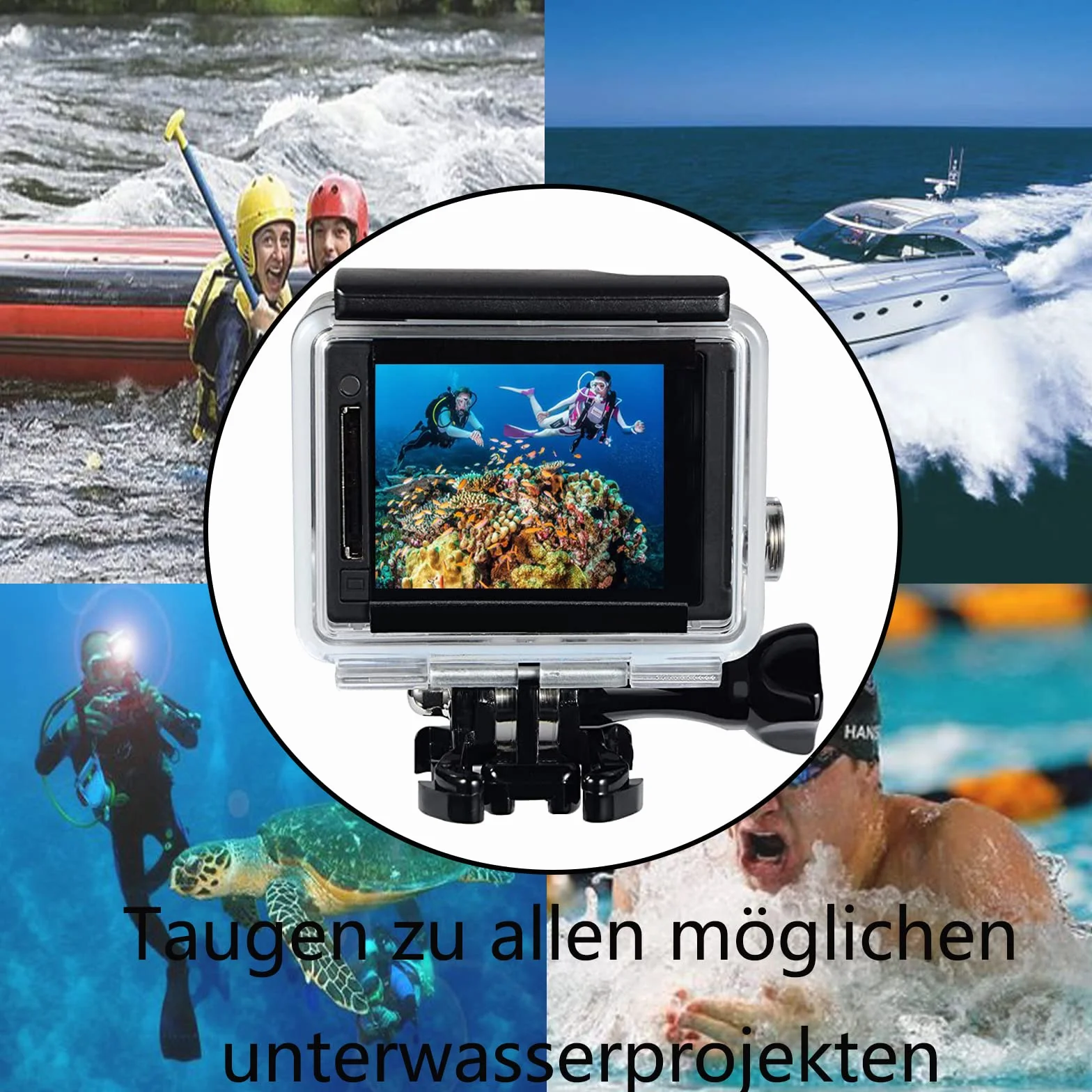Etui ochronne, wodoszczelna obudowa z obiektywem do kamery GoPro Hero 3 + Hero 4 Action ze śrubami mocującymi i podstawą, ochrona pod wodą, 45 m etui ochronne