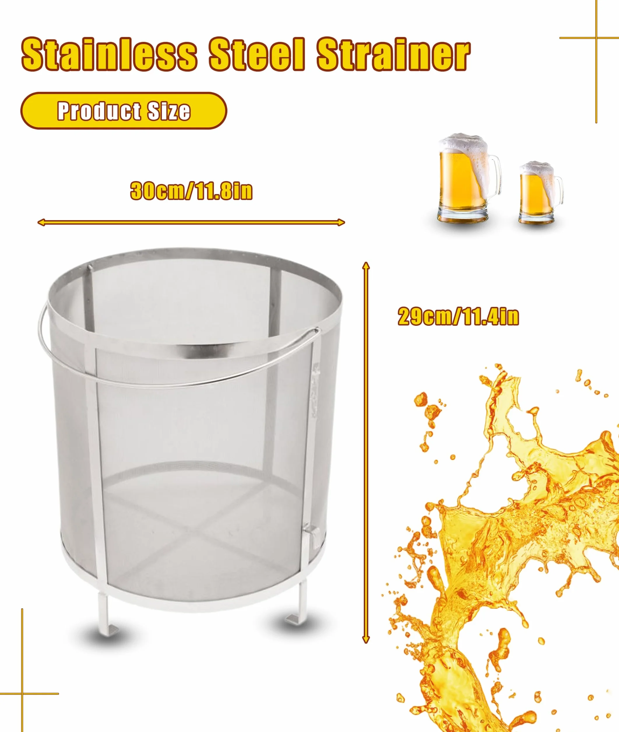 Sitko do Chmielu Gugxiom, Filtr do Chmielu 11,8 X 11,4 Cala, Sitko ze Stali Nierdzewnej o Oczkach 250 Mikronów do Filtrowania Herbaty Kompostowej z Piwa, Wina i Nie tylko.