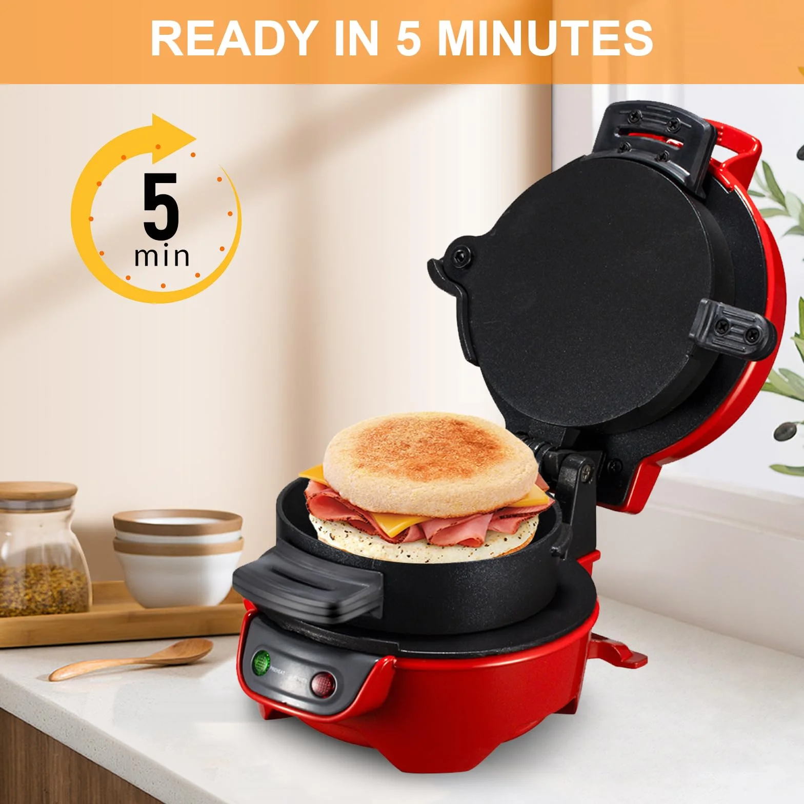 Toster do kanapek Hamburger Maker 600 W z powłoką zapobiegającą przywieraniu