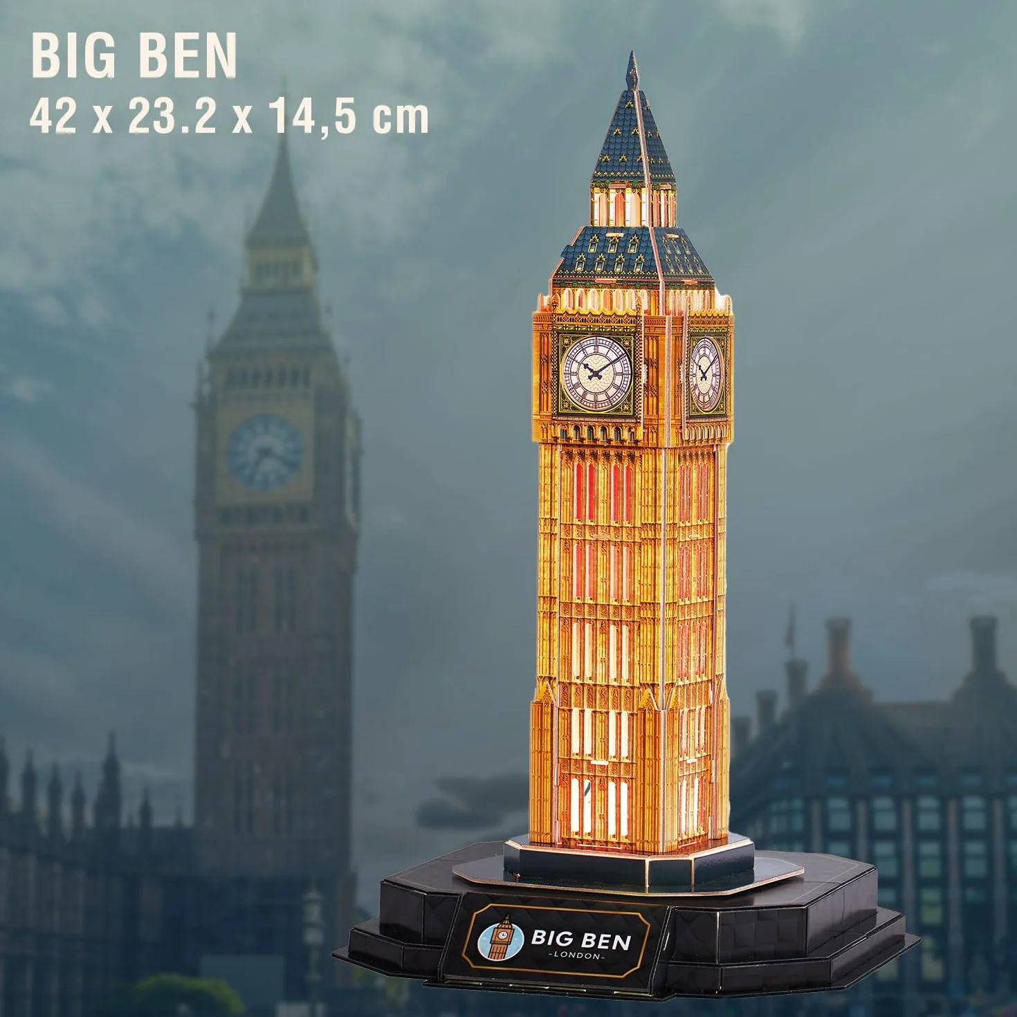 Puzzle 3D Big Ben LED 32 sztuki Prezent dla 8-letniego chłopca