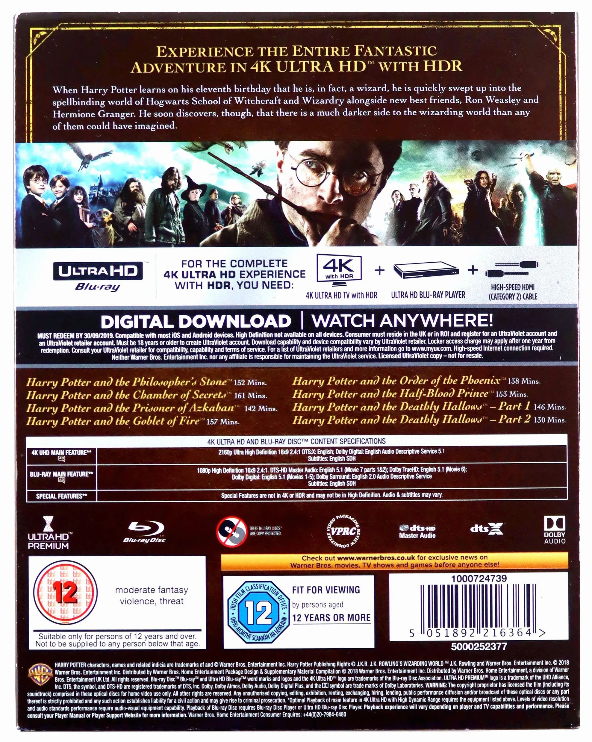 Harry Potter: The Complete 8-Film Collection [4K Ultra HD] [2001] [Blu-ray] [2011]