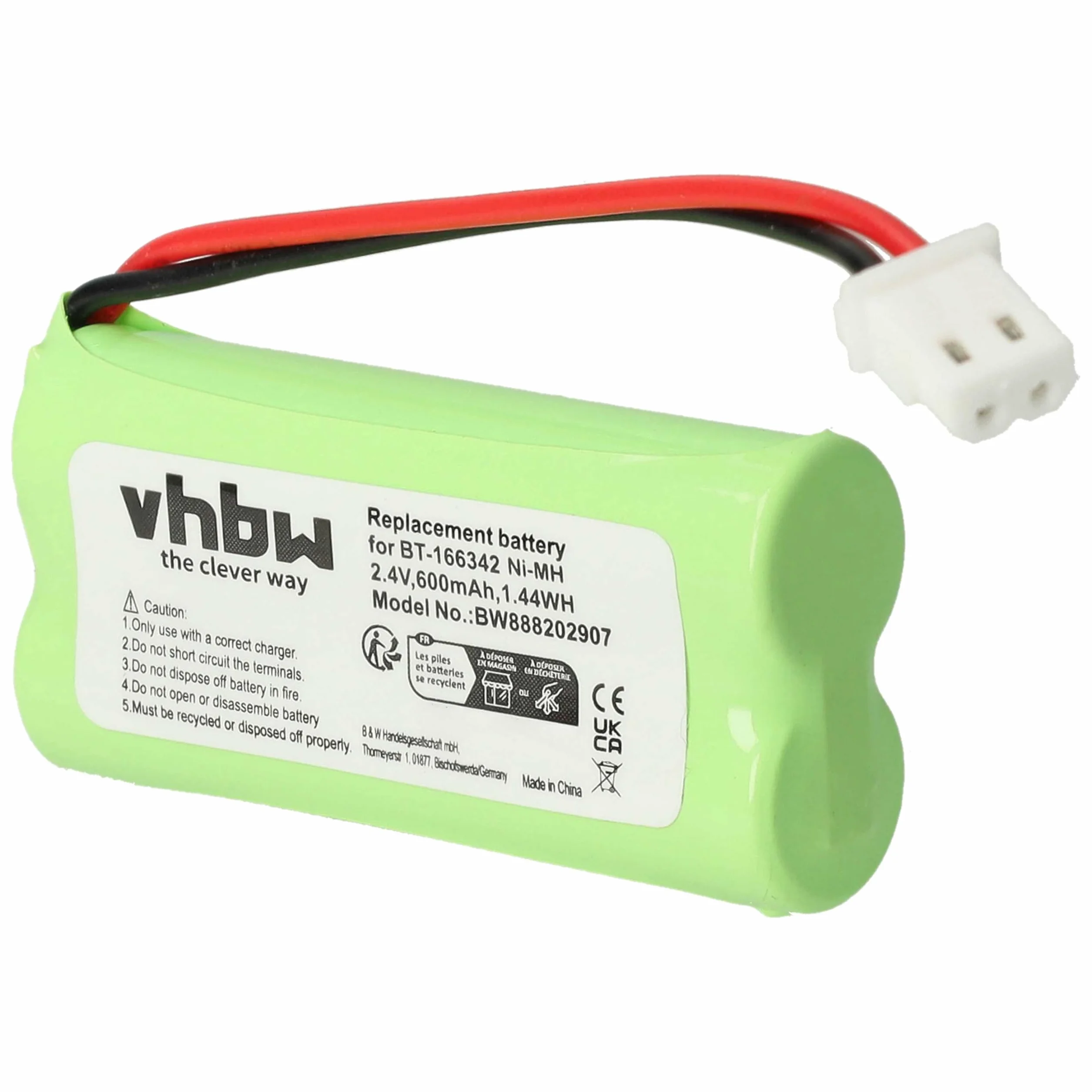 vhbw Akumulator kompatybilny z V-Tech BT-166342, BT183342, BT-183342, BT262342, BT-262342 bezprzewodowy telefon stacjonarny (600 mAh, 2,4 V, NiMH)