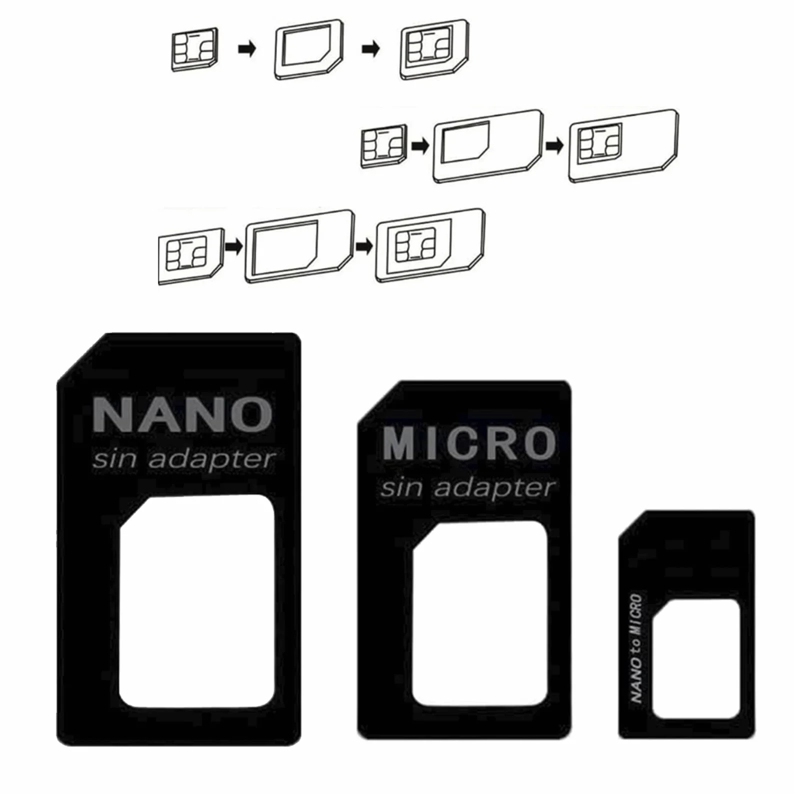 Adapter 3 w 1 nano SIM, kompletny zestaw adapterów do nano-SIM na kartę SIM, z igłą Sim Eject Pin, zestaw adapterów do smartfonów, telefonów komórkowych i tabletów