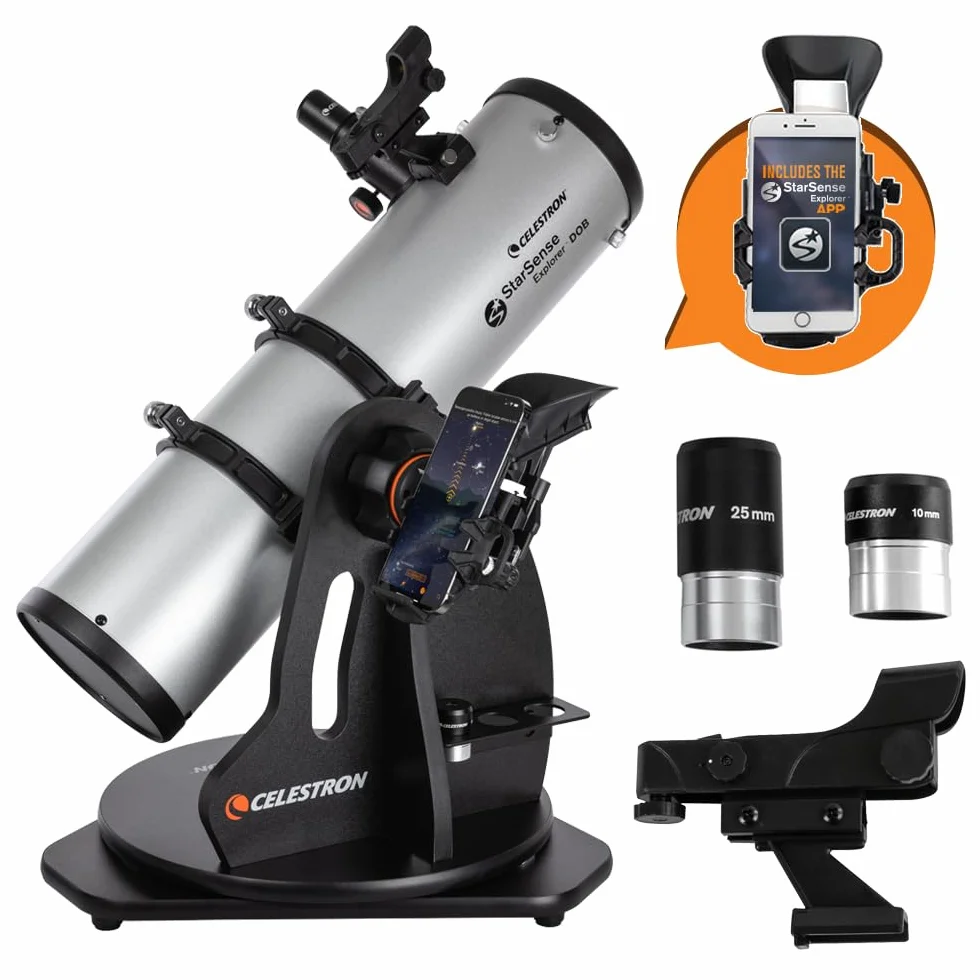 Celestron 22481 StarSense Explorer 130 mm Teleskop stołowy typu Dobson z obsługą aplikacji na smartfony Współpracuje z aplikacją StarSense – iOS/Android