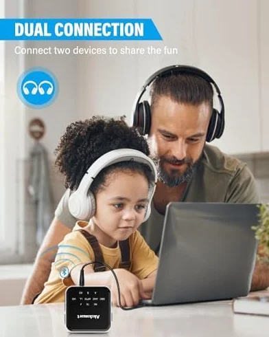 Adapter audio Bluetooth, odbiornik Bluetooth 2 w 1 do telewizora i gniazd, podwójne złącza rozdzielcza Bluetooth, adapter AUX Bluetooth lub późniejsze opóźnienie, system stereo z kablem RCA/AUX