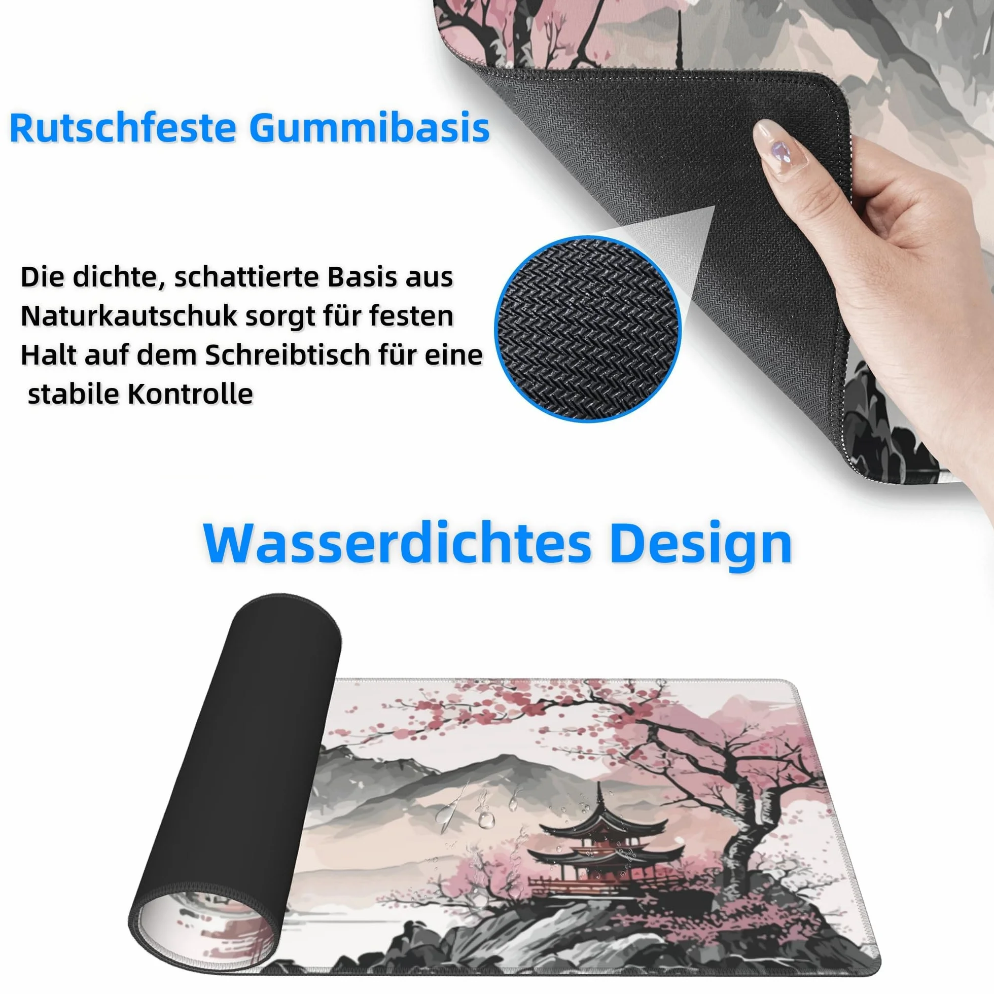 duża podkładka pod mysz do gier XXL, 900x400 mm podkładka pod mysz antypoślizgowa, podkładka pod mysz z obszytymi krawędziami, na PC, MacBook, laptop Poprawia precyzję i szybkość,Kwiat Wiśni