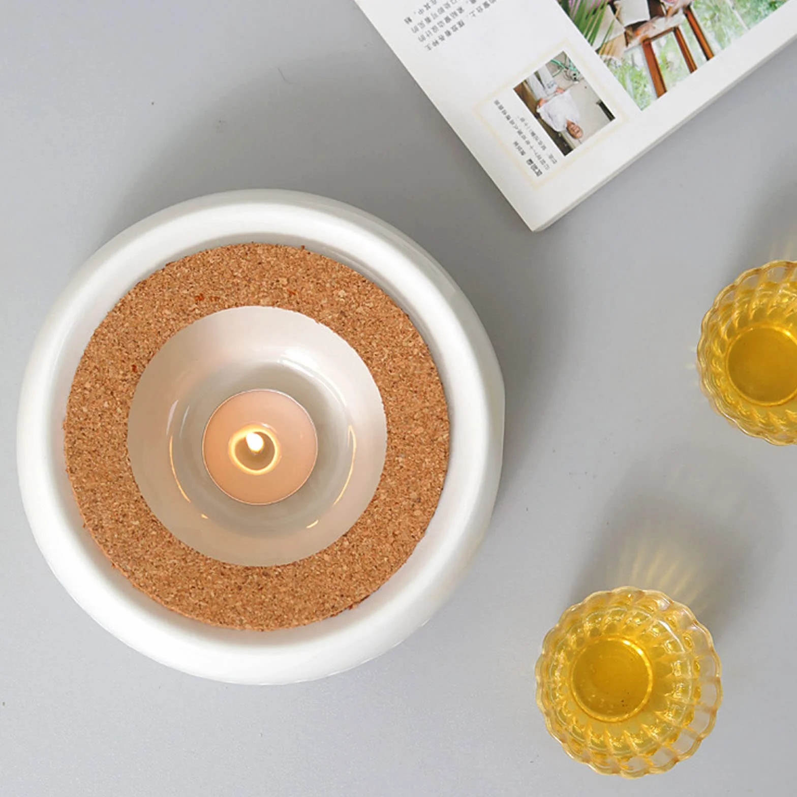 Porcelanowy podgrzewacz do czajnika, klasyczny podgrzewacz do herbaty z poduszką z korka + łyżka, pusta rzeźbiona konstrukcja, podstawa czajnika podgrzewacz do herbaty, wielofunkcyjny podgrzewacz do