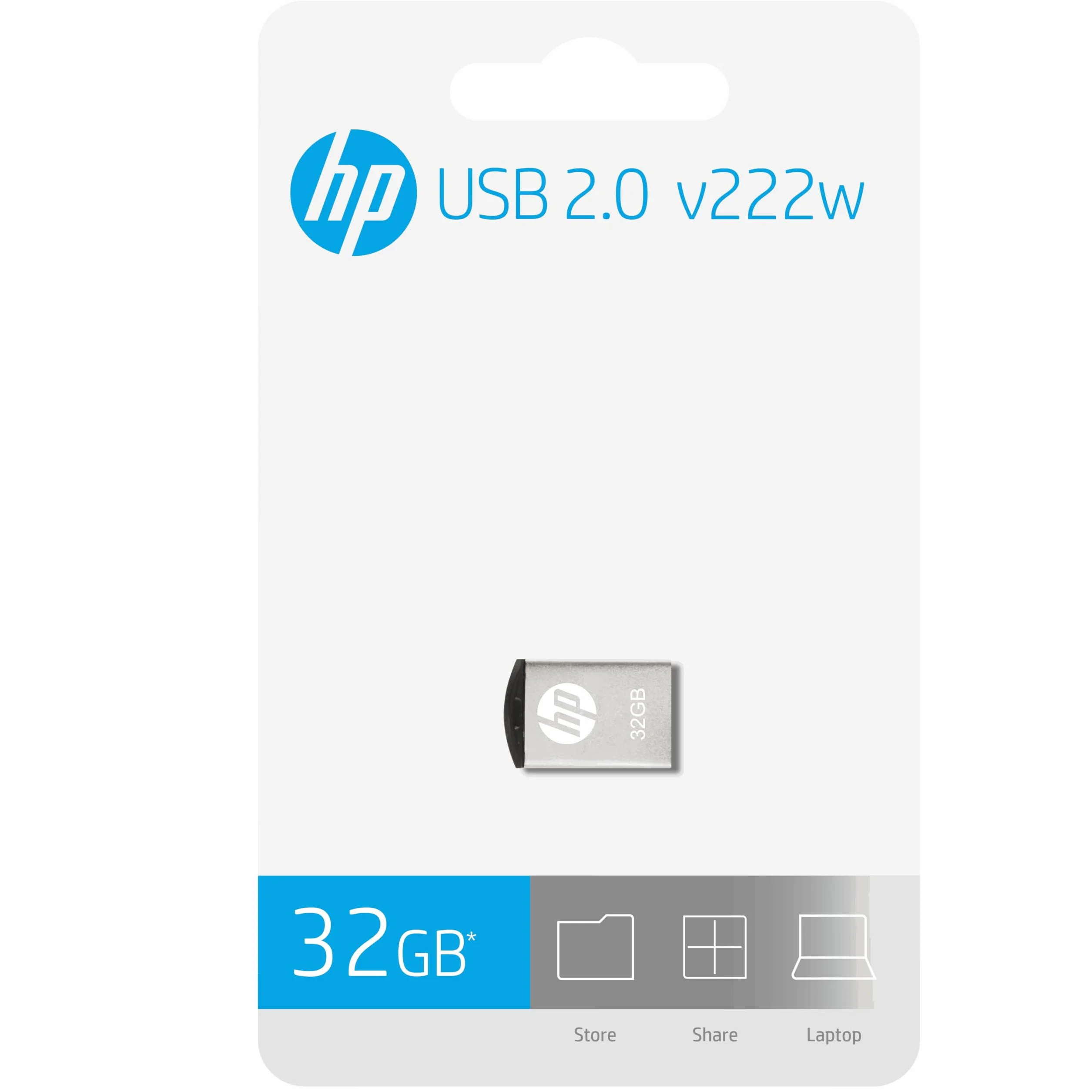 HP v222w USB 2.0 Flash Drive, Mini Sized Metal Design - 32GB