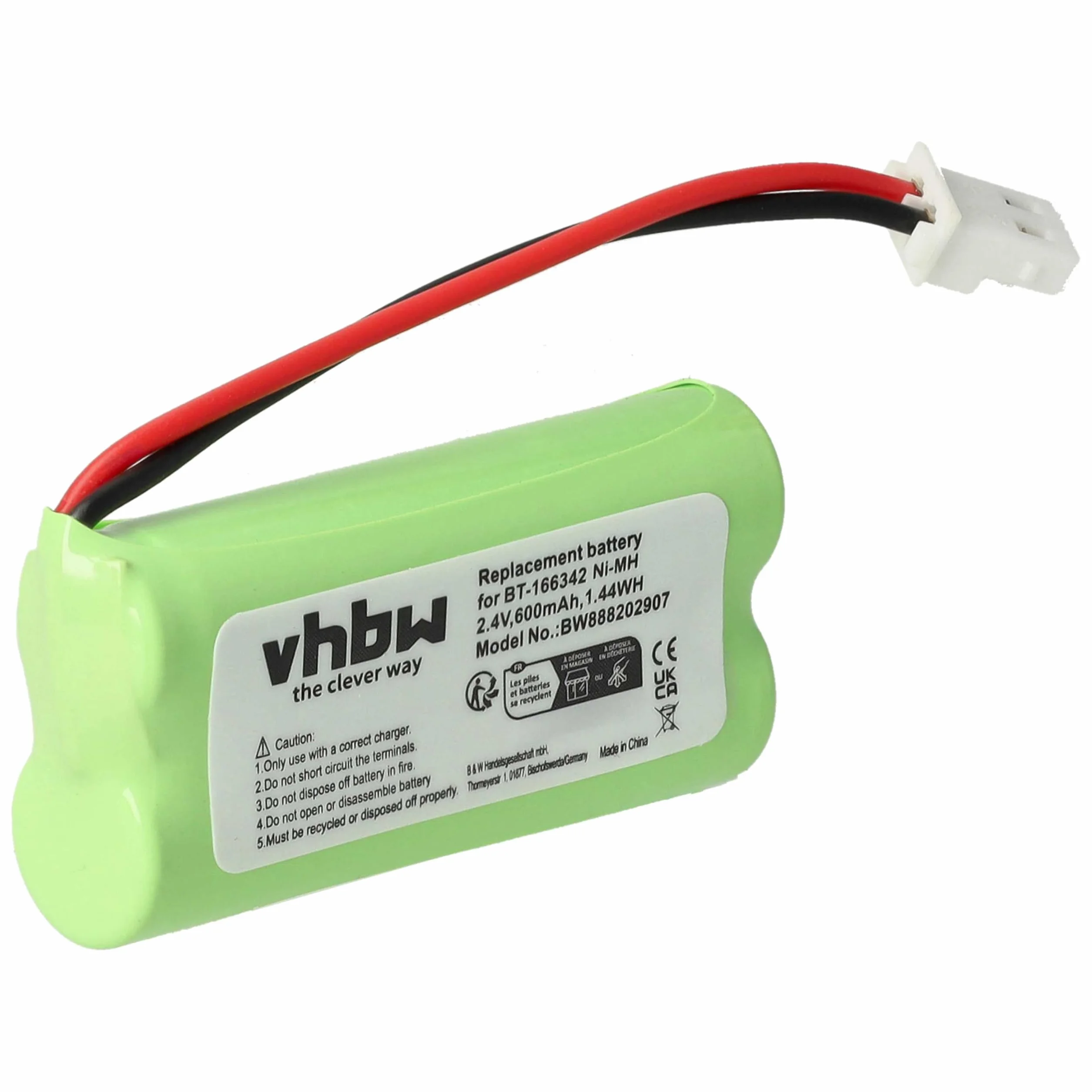 vhbw Akumulator kompatybilny z V-Tech BT-166342, BT183342, BT-183342, BT262342, BT-262342 bezprzewodowy telefon stacjonarny (600 mAh, 2,4 V, NiMH)