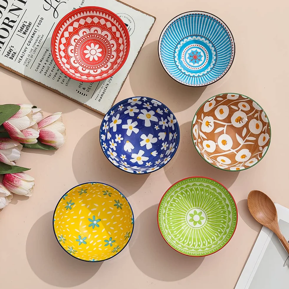 Zestaw 6 małych misek ceramicznych 11 cm 300 ml do mikrofali i zmywarki