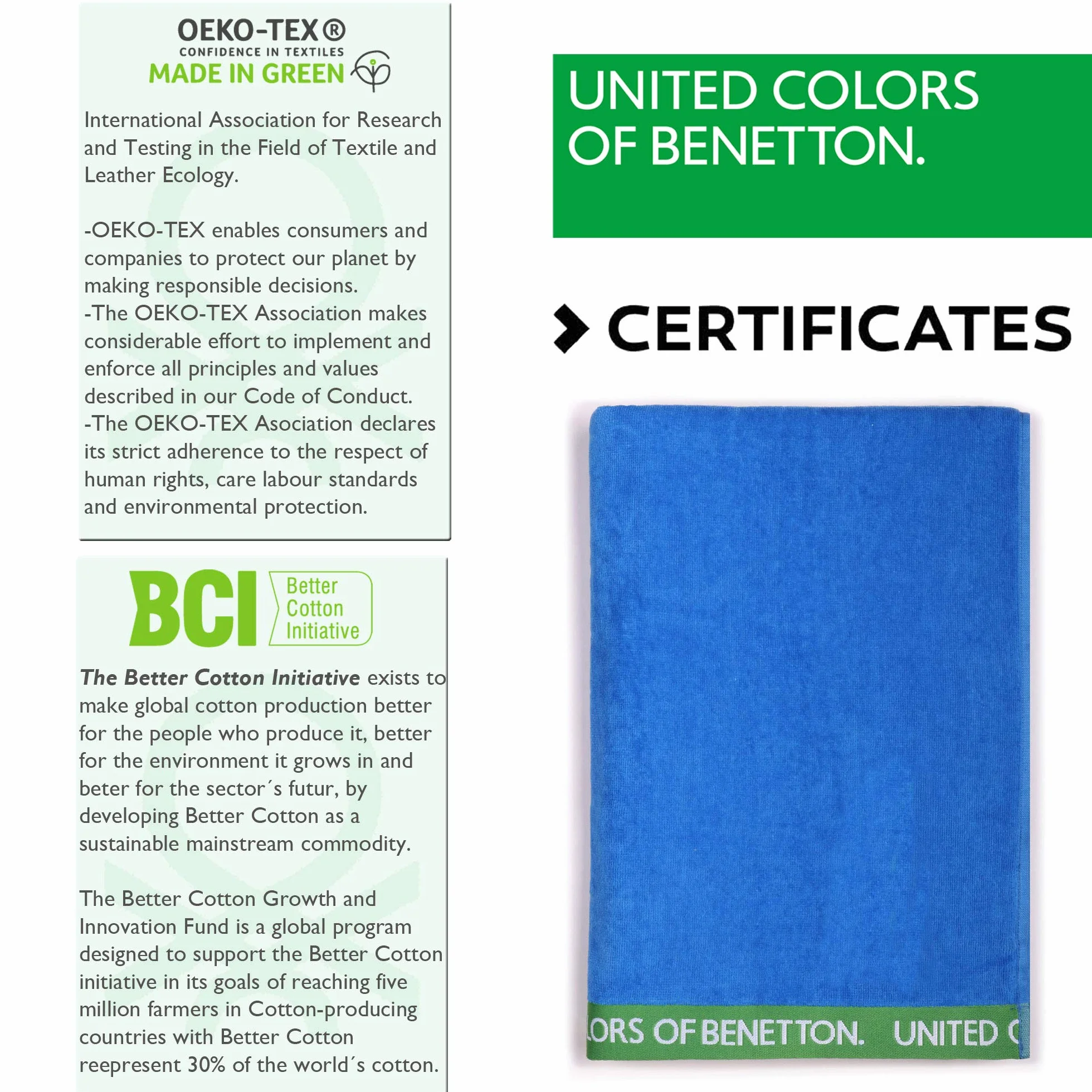 UNITED COLORS OF BENETTON. Colors of Benetton – ręcznik plażowy 90 x 160 cm 380 g/m² 100% bawełna niebieski Casa Benetton BE044 90 x 160 cm