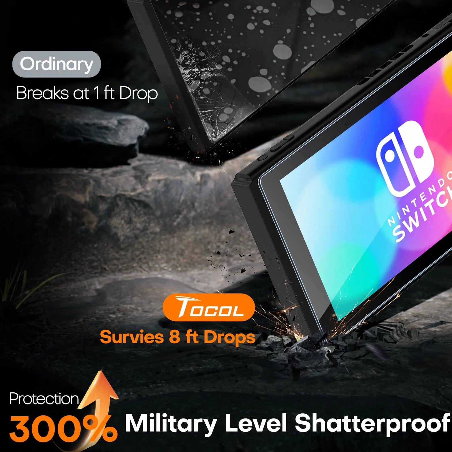 TOCOL Ochraniacz ekranu ze szkła hartowanego kompatybilny z Nintendo Switch OLED 2021 model 18.8 cm odporny na zarysowania twardość 9H