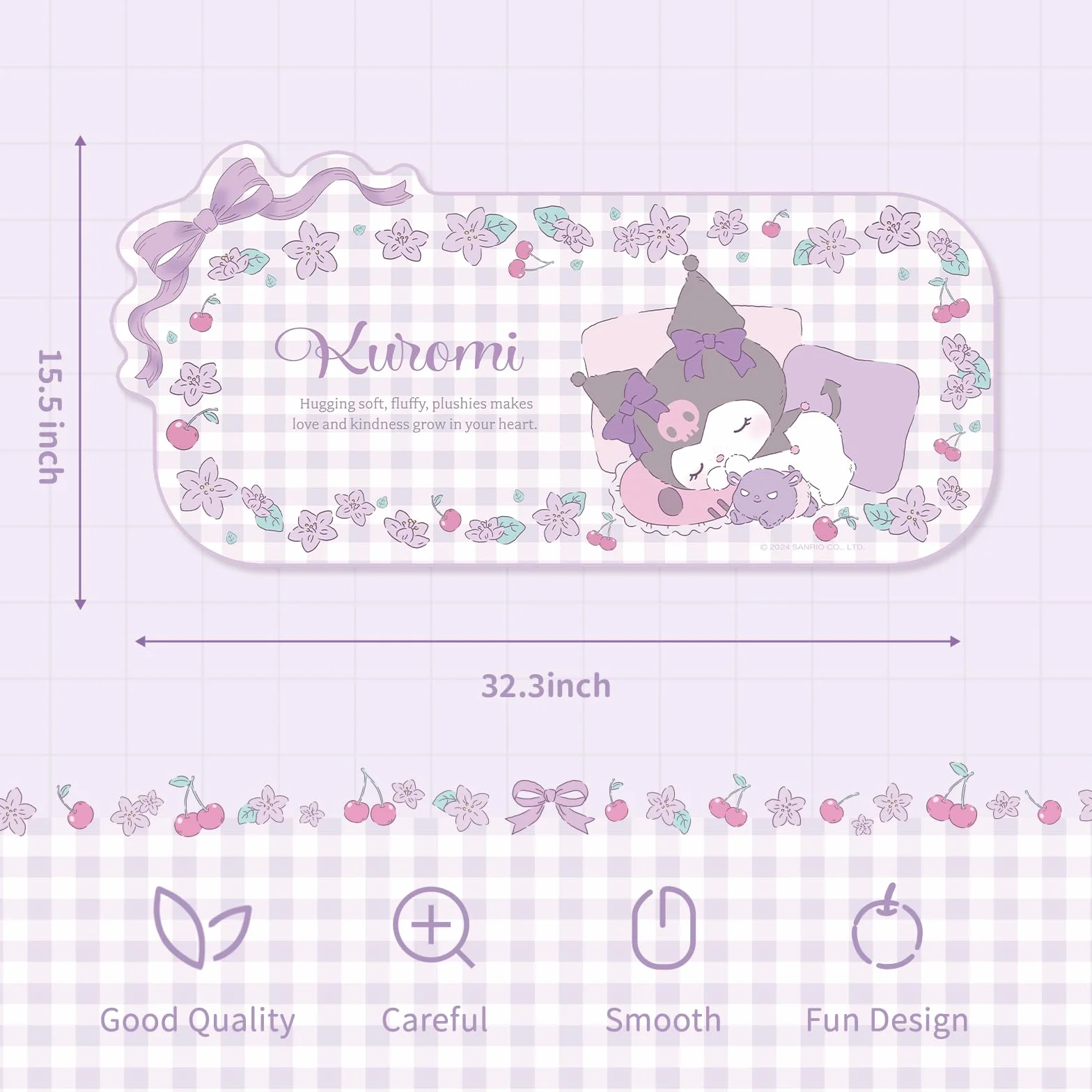 Kuitmor Kawaii Anime Podkładka pod Myszkę, Urocza Gamingowa Mata, Nieślizgający i Wodoodporny blat pod Klawiaturę, Trwała Rozszerzona Mata z Kokardką do Biura i Gier