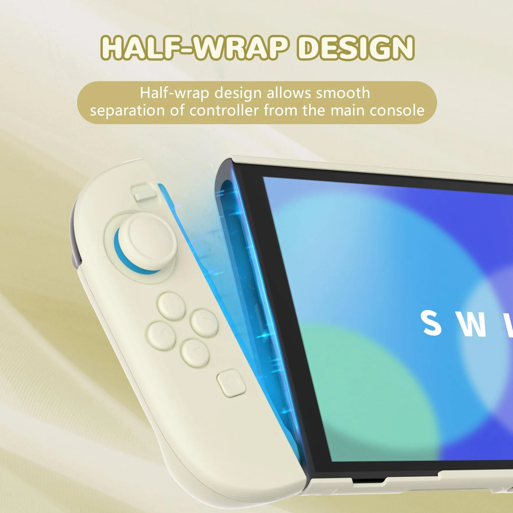 PlayVital Etui na Konsolę do Switch 2 z Podstawką & Nakładkami Na Joystick,Twarda Osłona Ochronna do Switch 2 Kontroler,Kompatybilna z Dokiem–Żółty Antyczny