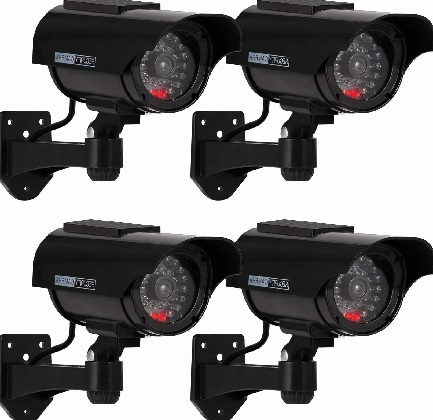 ERWEY Kamera monitorująca CCTV z migającym światłem LED, 4 sztuki, Czarna