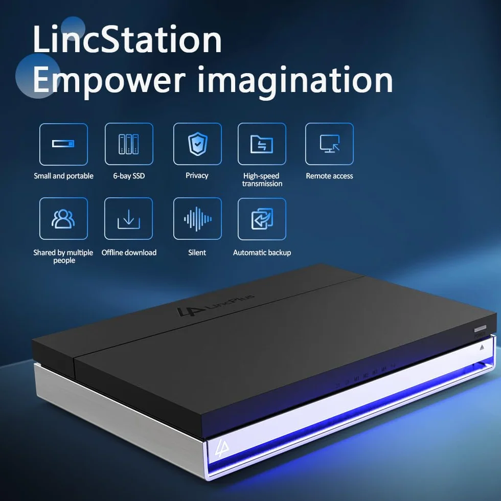 LincStation N1 6 Bay NAS Network Attached Storage Obsługa 6x8TB SSD z Unraid Licencją Systemową Przechowywanie w Chmurze Serwera Domowego Urządzenie Ciche/Przenośne