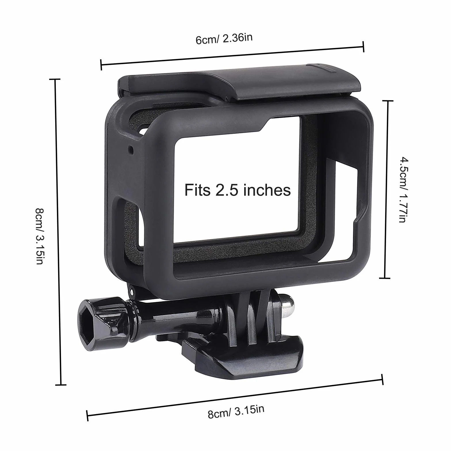 Ramka ochronna kompatybilna z GoPro Hero7/(2018)/6/5 Krawężnik z wyjmowanym mobilnym gniazdem i śrubami czarna