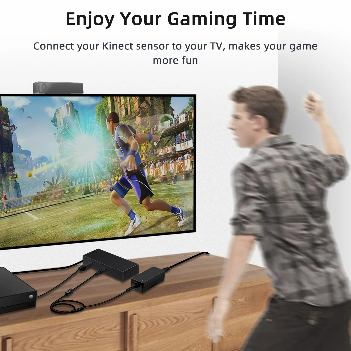 Mcbazel Adapter Kinect 2.0 do konwertera sensora z zasilaczem kompatybilny z Xbox One Slim/Xbox One X/Win11/8/8.1/10 z wtyczką europejską