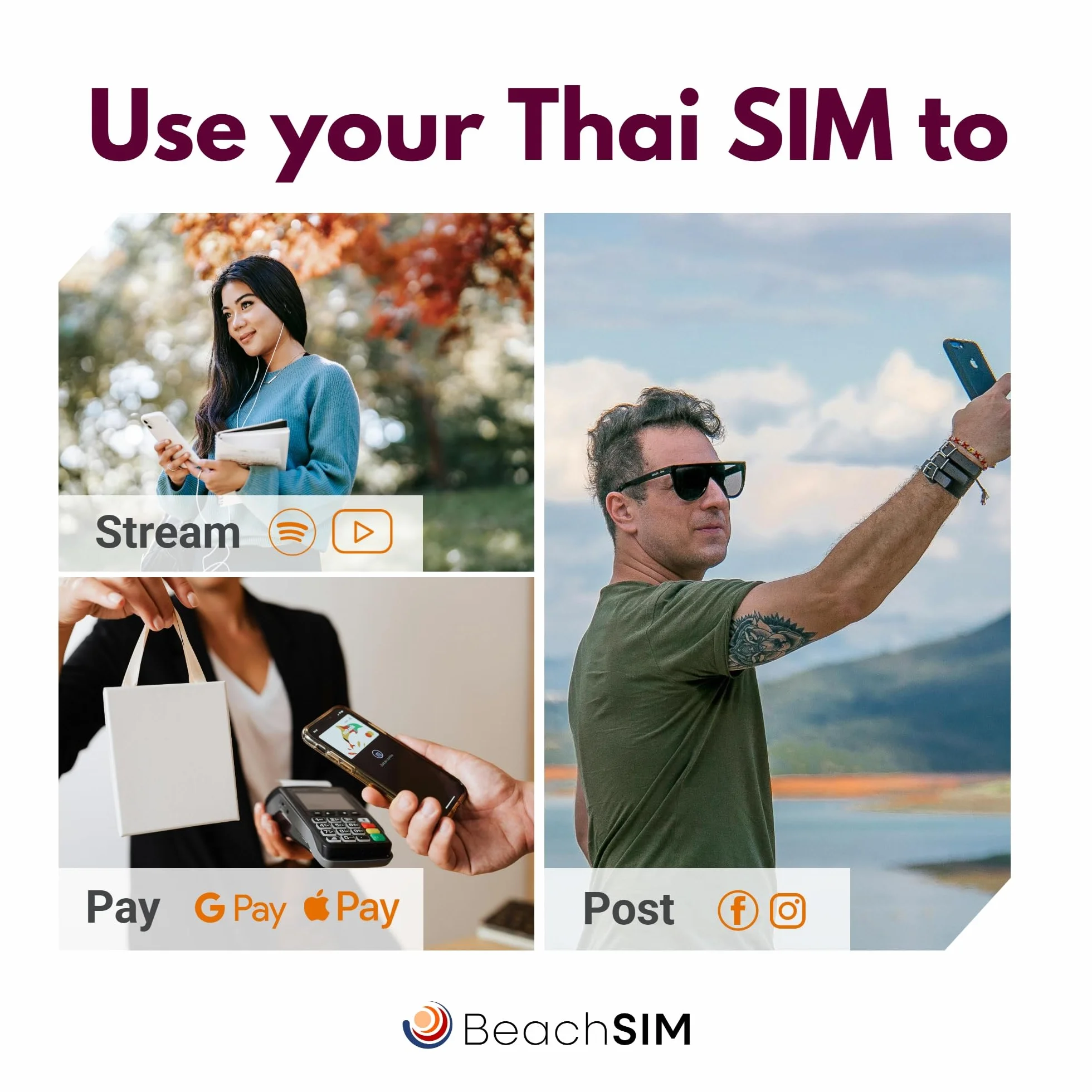 Karta SIM Thailand. 10 GB danych z prędkością 4G/5G. Tylko dane na kartę. Łatwe doładowywanie. Działa na urządzeniach z systemem iOS i Android. Ważna przez 30 dni.