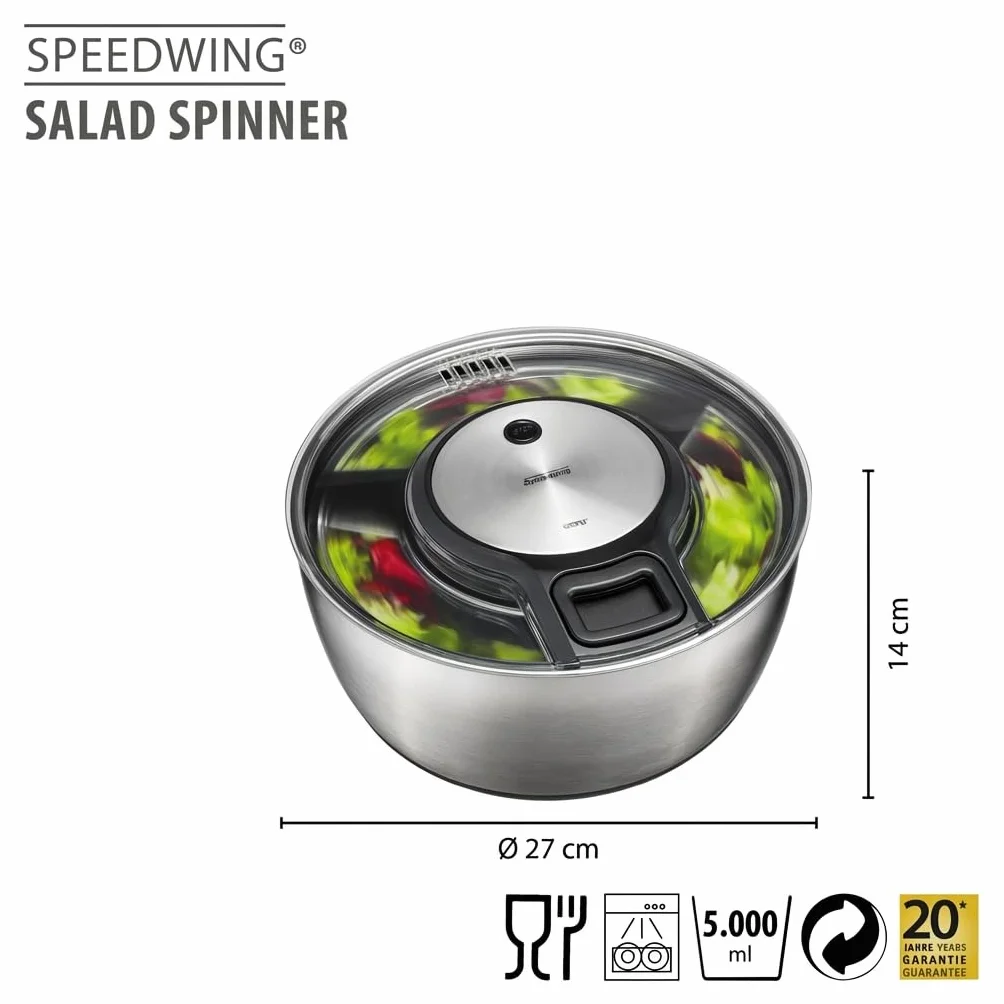 Gefu 28160 Speedwing Salad Spinner, plastik, srebrny