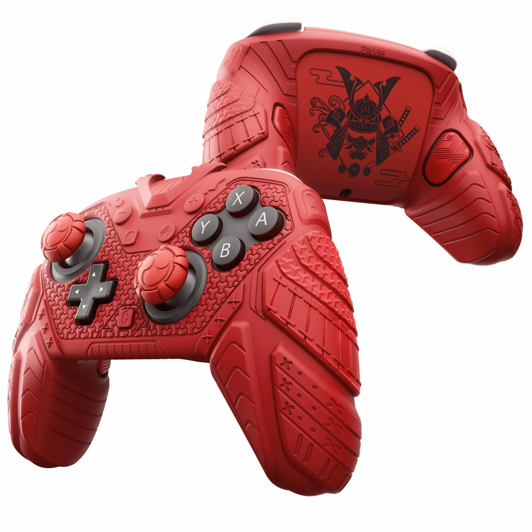PlayVital Silikonowa Obudowa do Switch 2 Pro Kontrolera, Etui Ochronne do Switch 2 Pro,Antypoślizgowa Nakładka z Tylnymi Przyciskami & Nakładkami na Gałki & Naklejkami-Czerwony