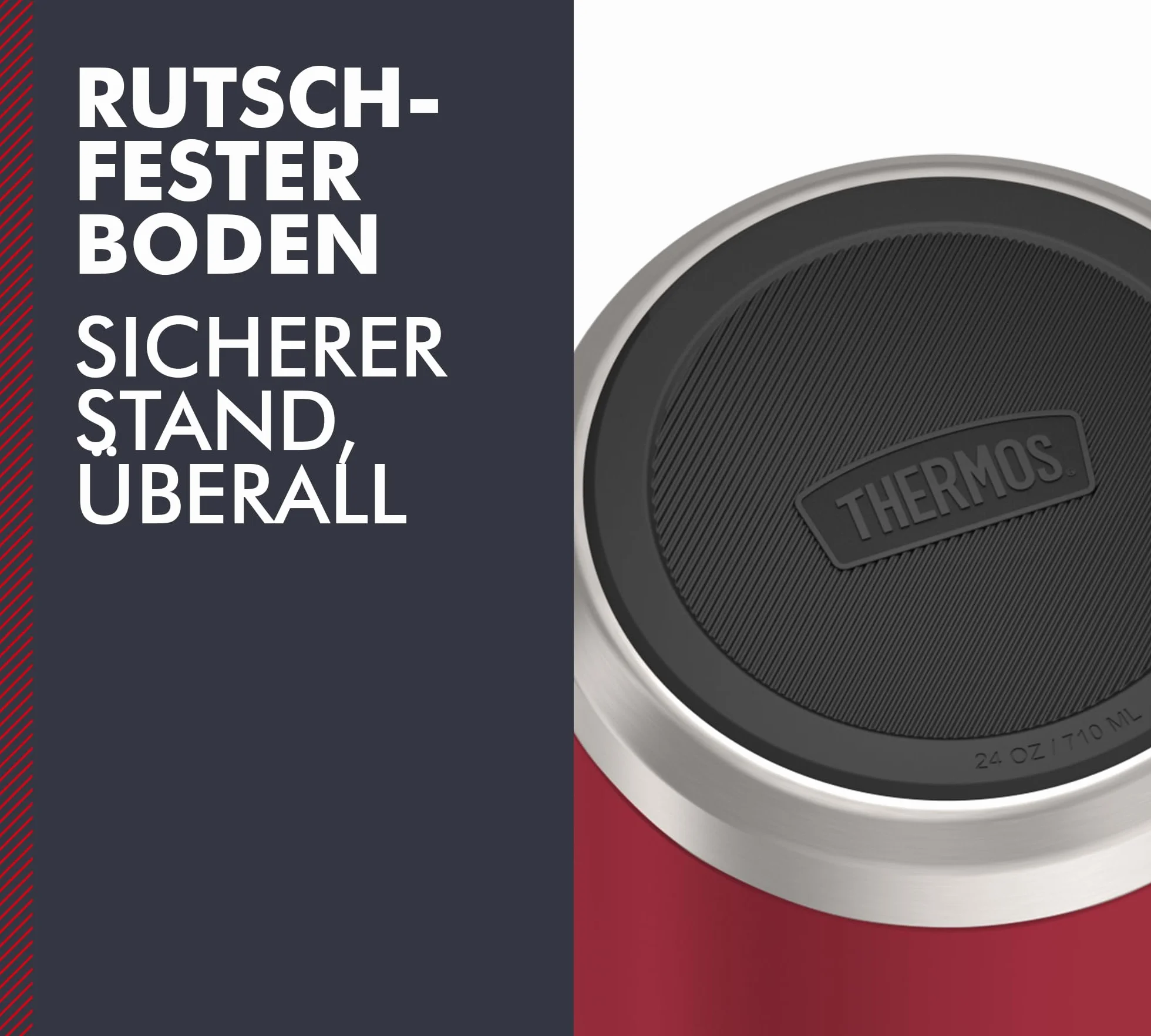 Thermos ICON Food Jar 0,71 l, czerwony/jagodowy mat, naczynie na jedzenie 710 ml, podwójne ścianki ze stali nierdzewnej 18/8, utrzymuje ciepło i zimno, ze składaną łyżką, antypoślizgowe dno,
