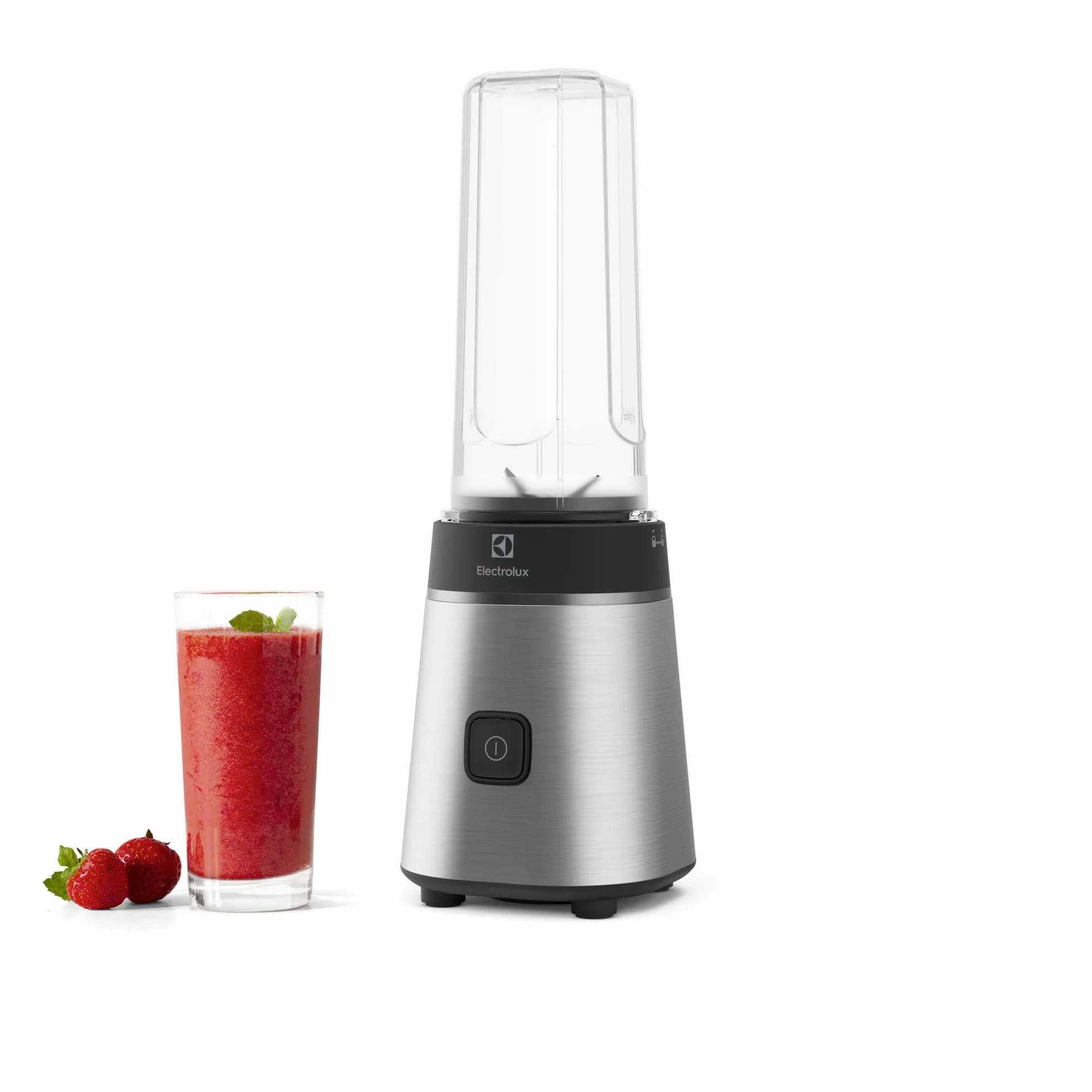 Electrolux Blender Kielichowy Sportowy Create 3 E3SB1-4ST, Mocne ostrza TruFlow, Praktyczna wyjmowane butelki 2 x 600ml, Przycisk dotykowy, Pojemność dzbanka 0,92L, 300W, Stal Nierdzewna
