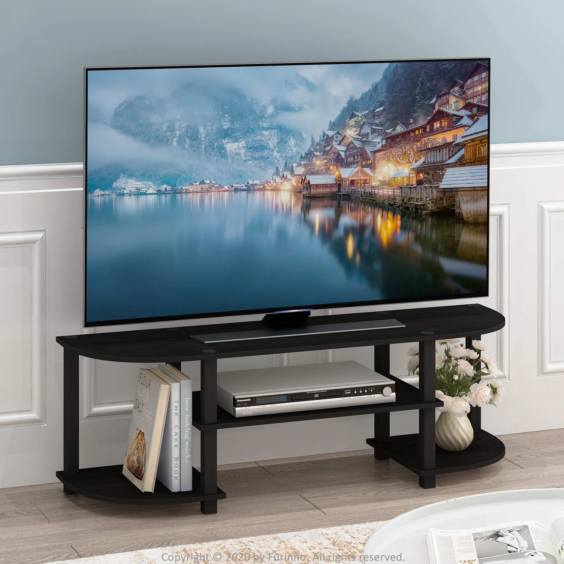 Furinno Turn-S-Tube Wide TV Entertainment Center, szafka pod telewizor, espresso/czarny, 120x40x34 cm