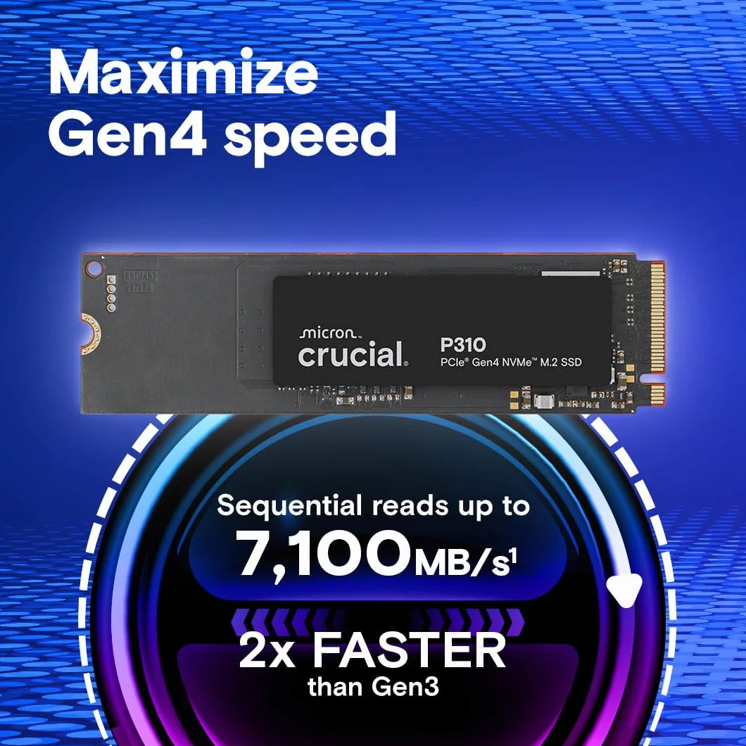 Crucial P310 500GB PCIe Gen4 NVMe M.2 2280, wewnętrzny dysk SSD, do 6600 MB/s, kompatybilny z laptopem i komputerem stacjonarnym, dysk półprzewodnikowy - CT500P310SSD801 (wersja Acronis)