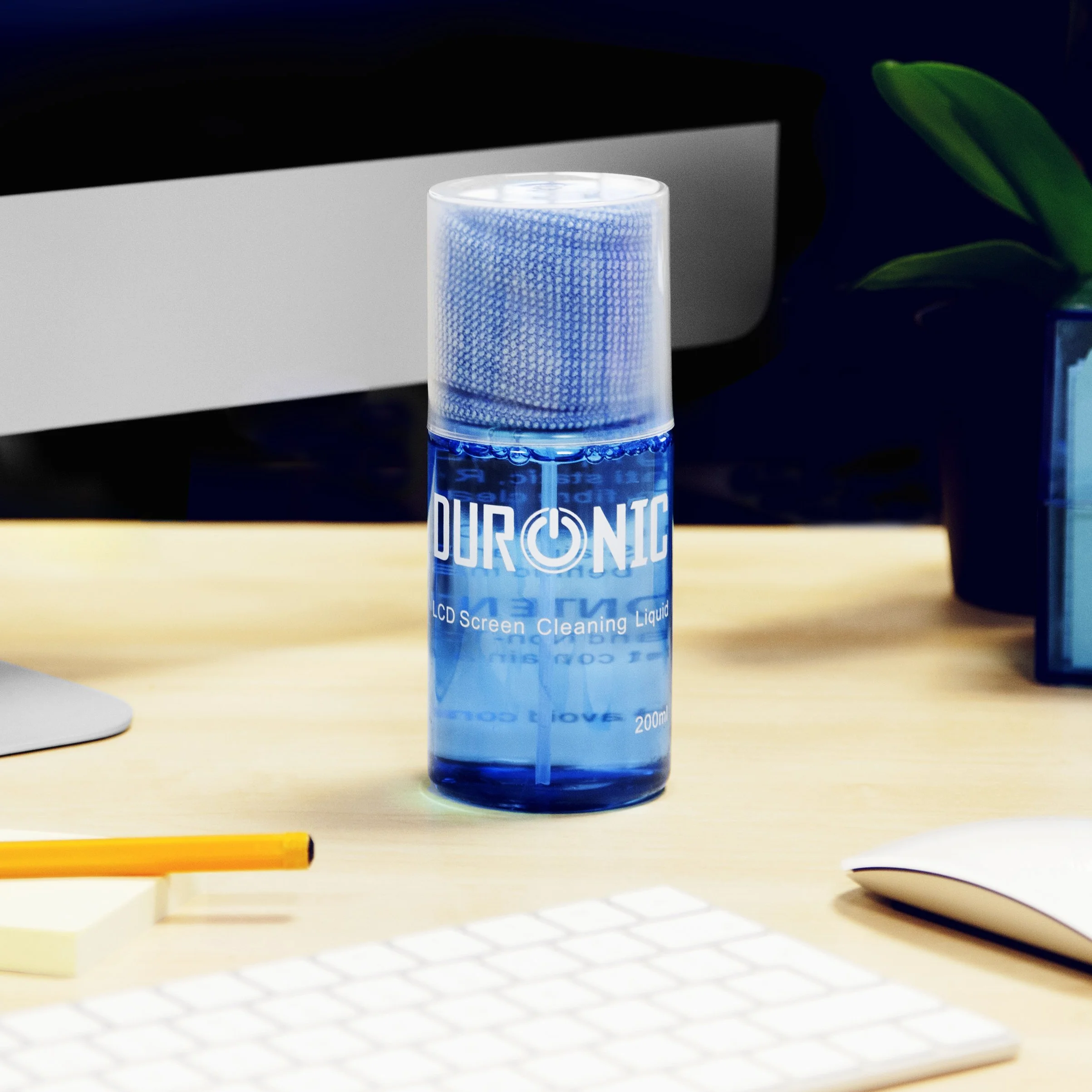 Duronic SCK102 Spray do czyszczenia ekranu ze ściereczką z mikrofibry 2 x 200 ml | Środek w sprayu do wyświetlacza laptopa telefonu telewizora i tabletu | płyn z atomizerem | monitor bez smug