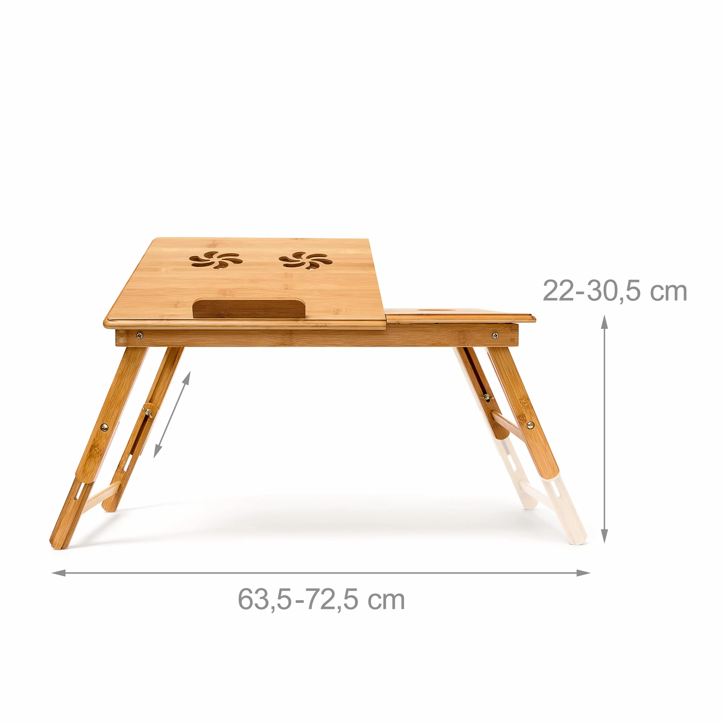 Relaxdays Bambusowa taca na łóżko, z regulacją wysokości, wys. x szer. x gł.: 30,5 x 72,5 x 35 cm, stolik na laptopa z klapą do czytania, składany stojak na laptopa, z półką na mysz i książki jako