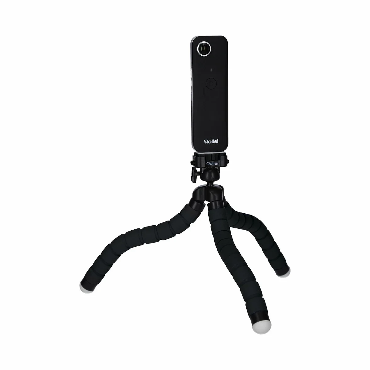 Rollei Monkey Pod - Giętki mini statyw z elastycznymi nogami, maks. wysokość 27 cm - w zestawie głowica kulowa, antypoślizgowe gumowe nóżki i płytka szybkiego montażu - czarny