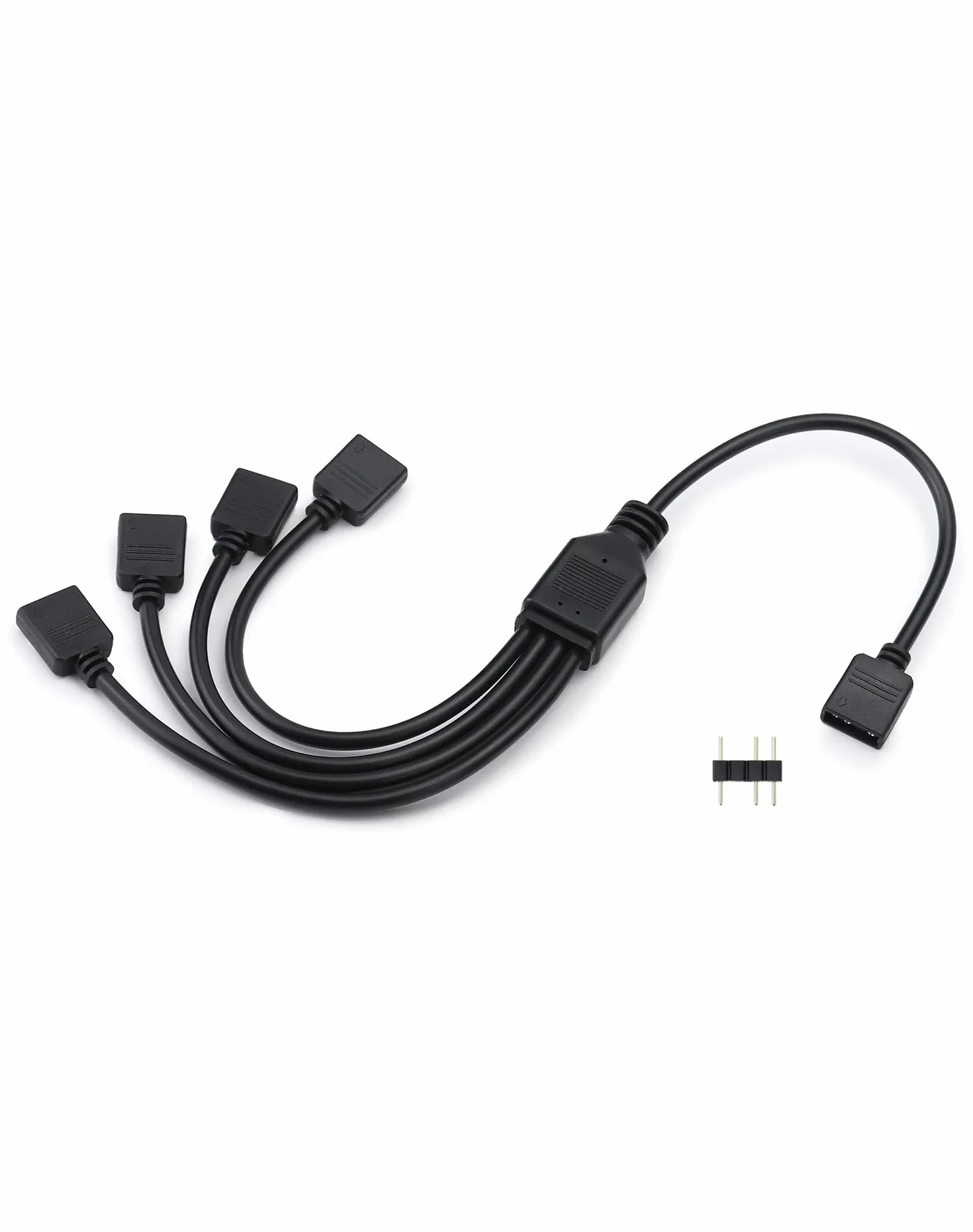 QWORK® Rozgałęźnik ARGB, 5 V, 3-pin, rozgałęźnik argb, 1 gniazdo na 4 wtyki, 30 cm, do chłodzenia procesora i wentylatora 5 V ARGB