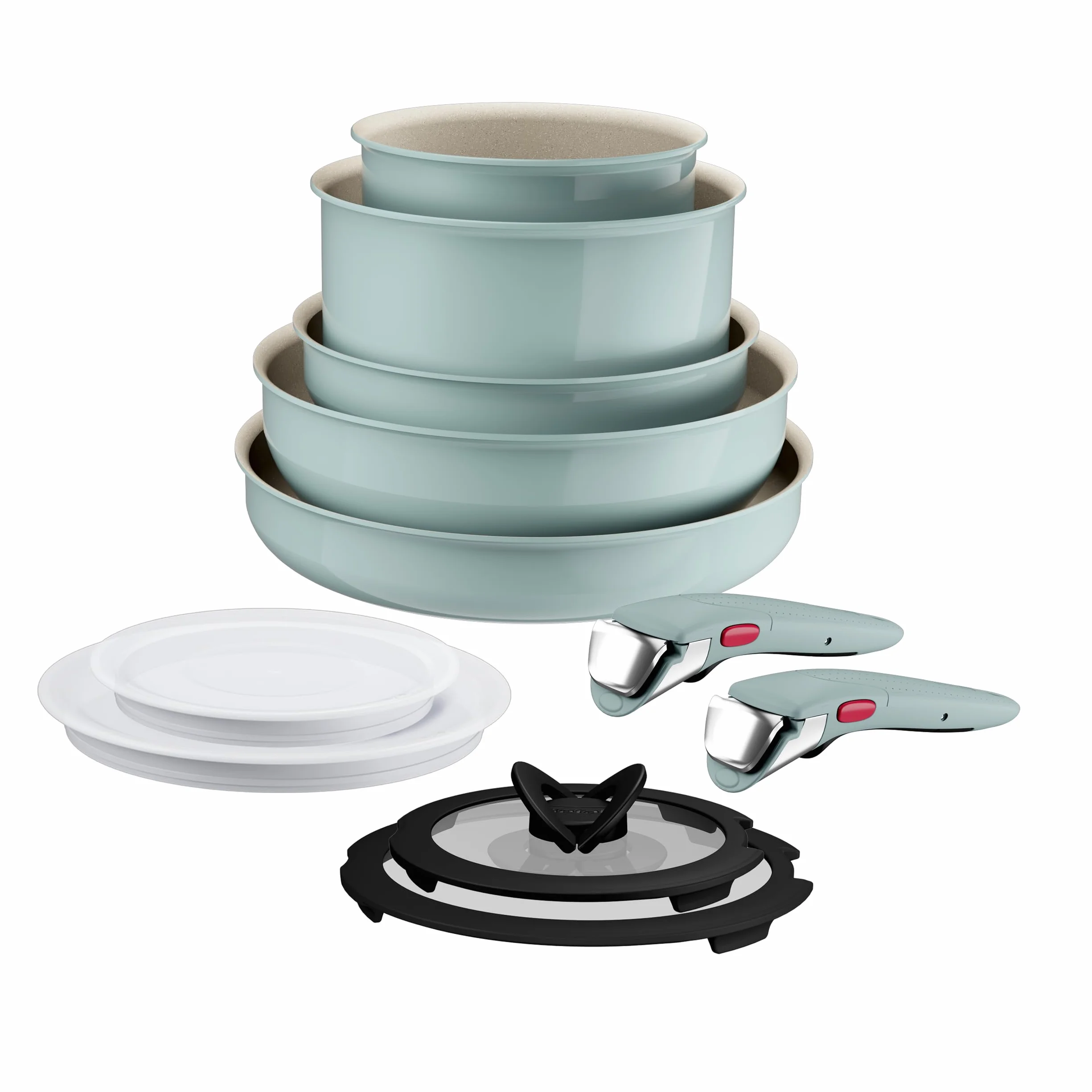 Tefal Ingenio Serenity L828SB04 Zestaw naczyń kuchennych, 11-częściowy, z powłoką nieprzywierającą, oszczędność miejsca, do wszystkich rodzajów kuchenek, nadają się do mycia w zmywarce
