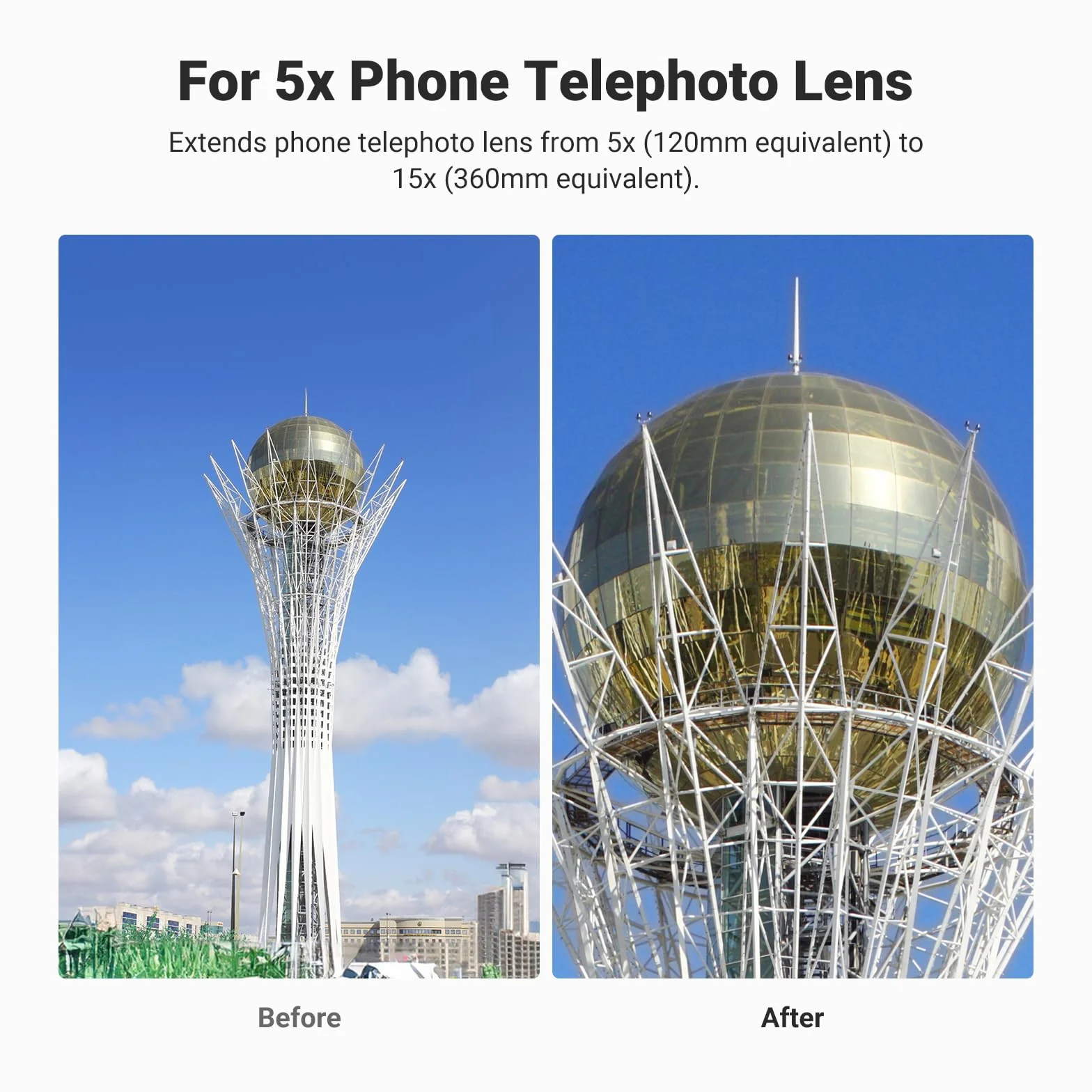 NEEWER 3X Tylko telekonwerter do teleobiektywu telefonu, odpowiednik 360 mm, 12 elementów w 6 grupach, gwint 17 mm, kompatybilny z iPhone'ami, Android, Samsung i Xiaomi, LS-89