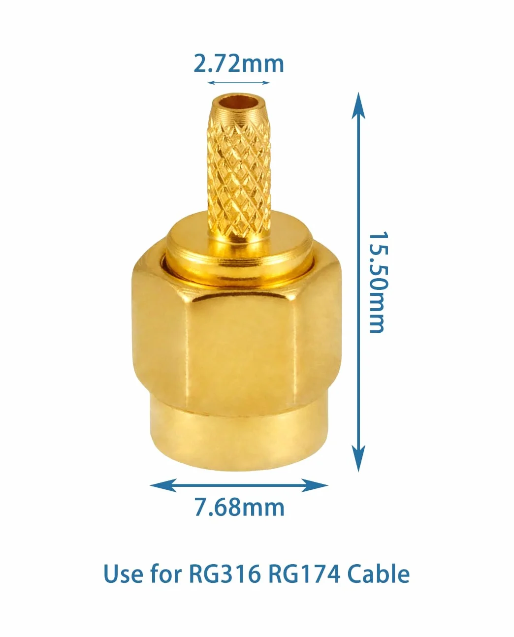 Vecys 10 PCS SMA Złącza SMA Męski Złącze Zaciskane dla RG316 RG174 Kabel Koncentryczny RF